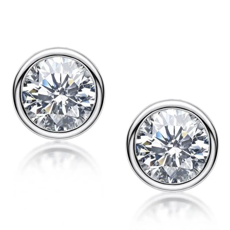 Solid White Gold 5mm Diamond Stud Bubble Earrings