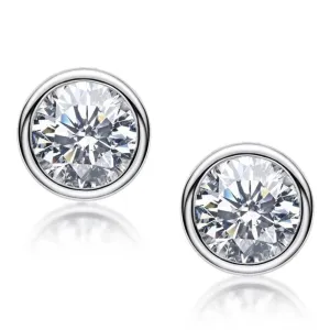 Solid White Gold 5mm Diamond Stud Bubble Earrings