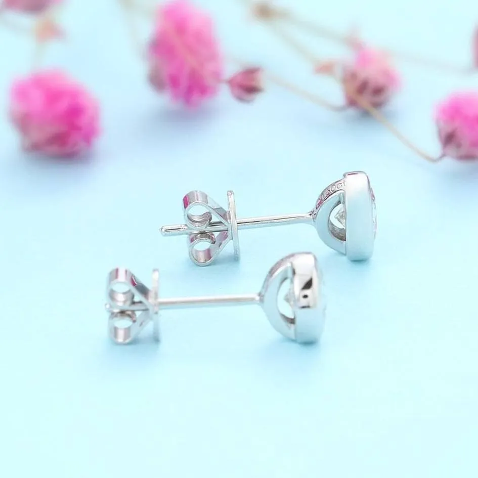 Solid White Gold 5mm Diamond Stud Bubble Earrings
