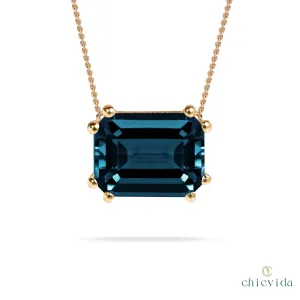 Solitary London Blue Topaz Pendant