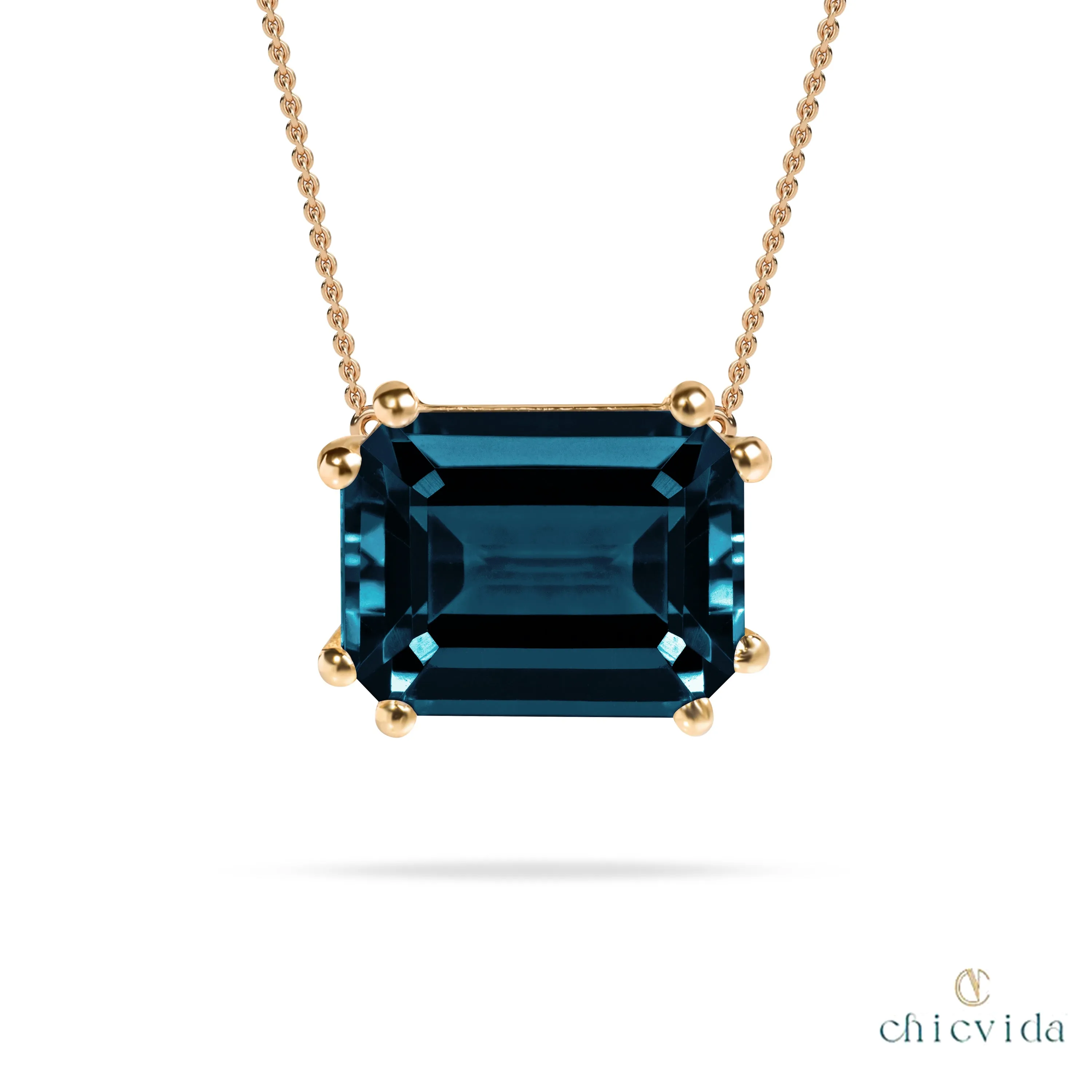 Solitary London Blue Topaz Pendant