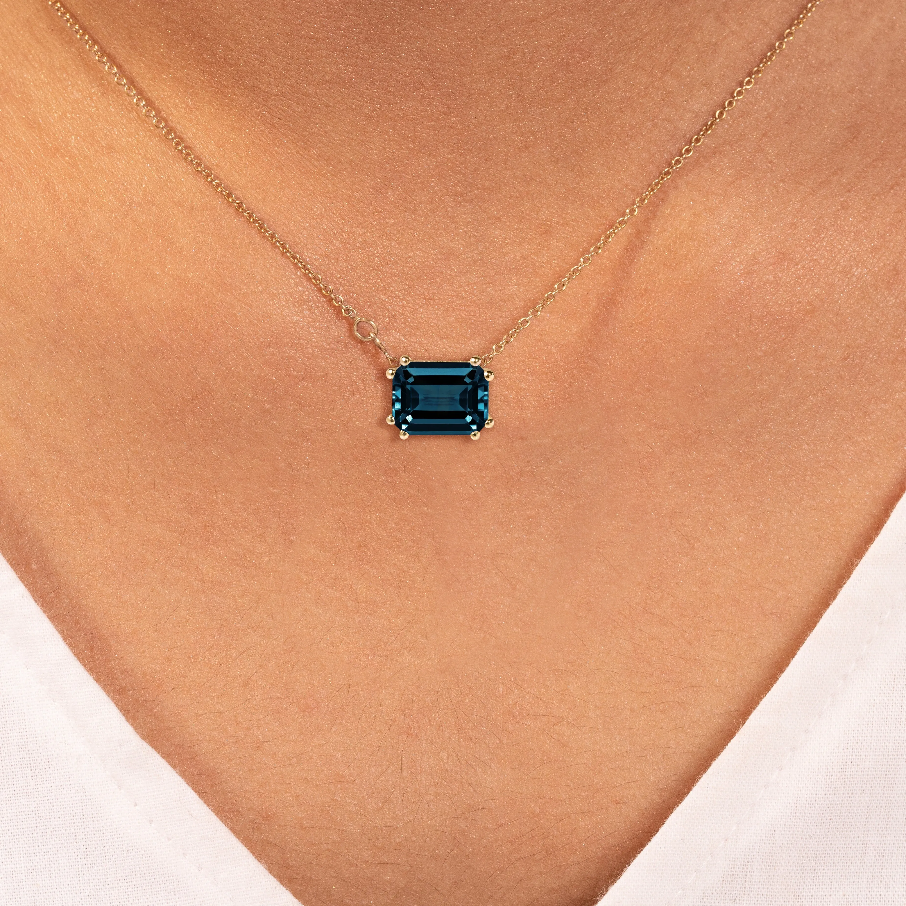 Solitary London Blue Topaz Pendant