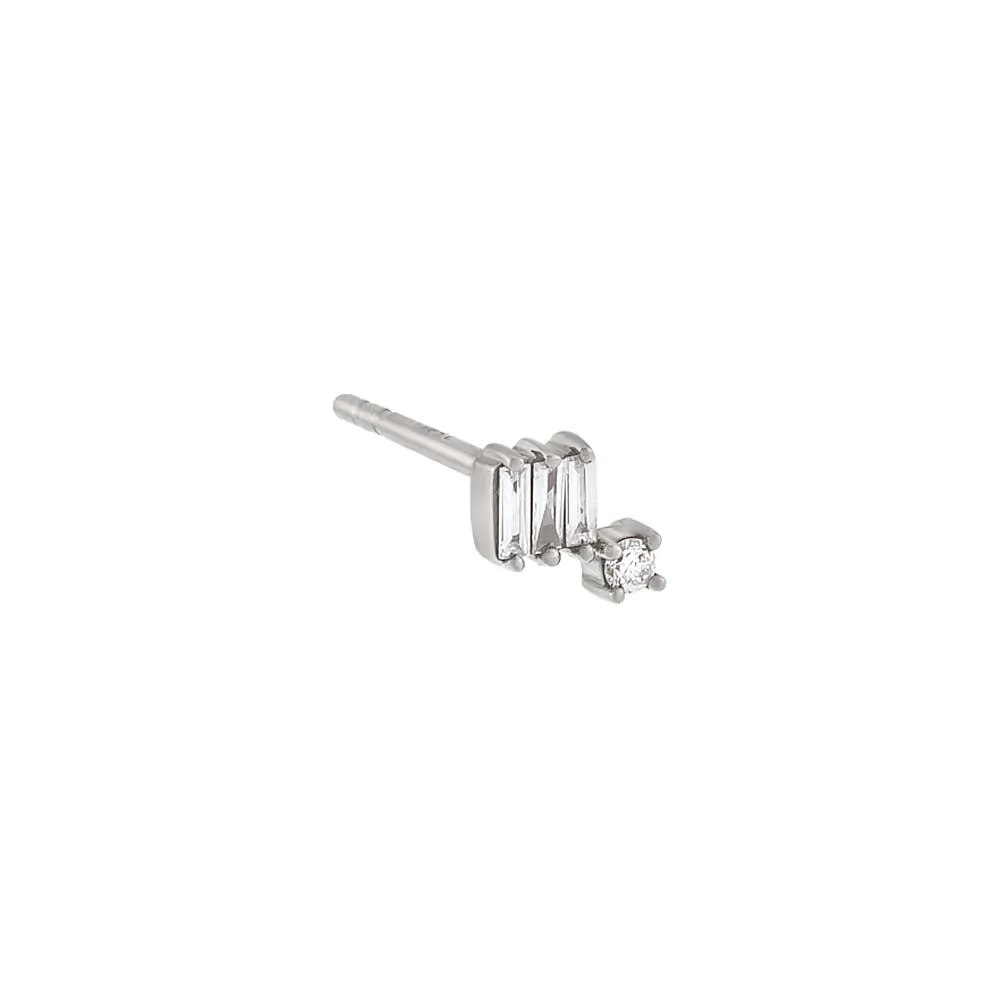 Sparkle Baguette Diamond Stud Earring 18K