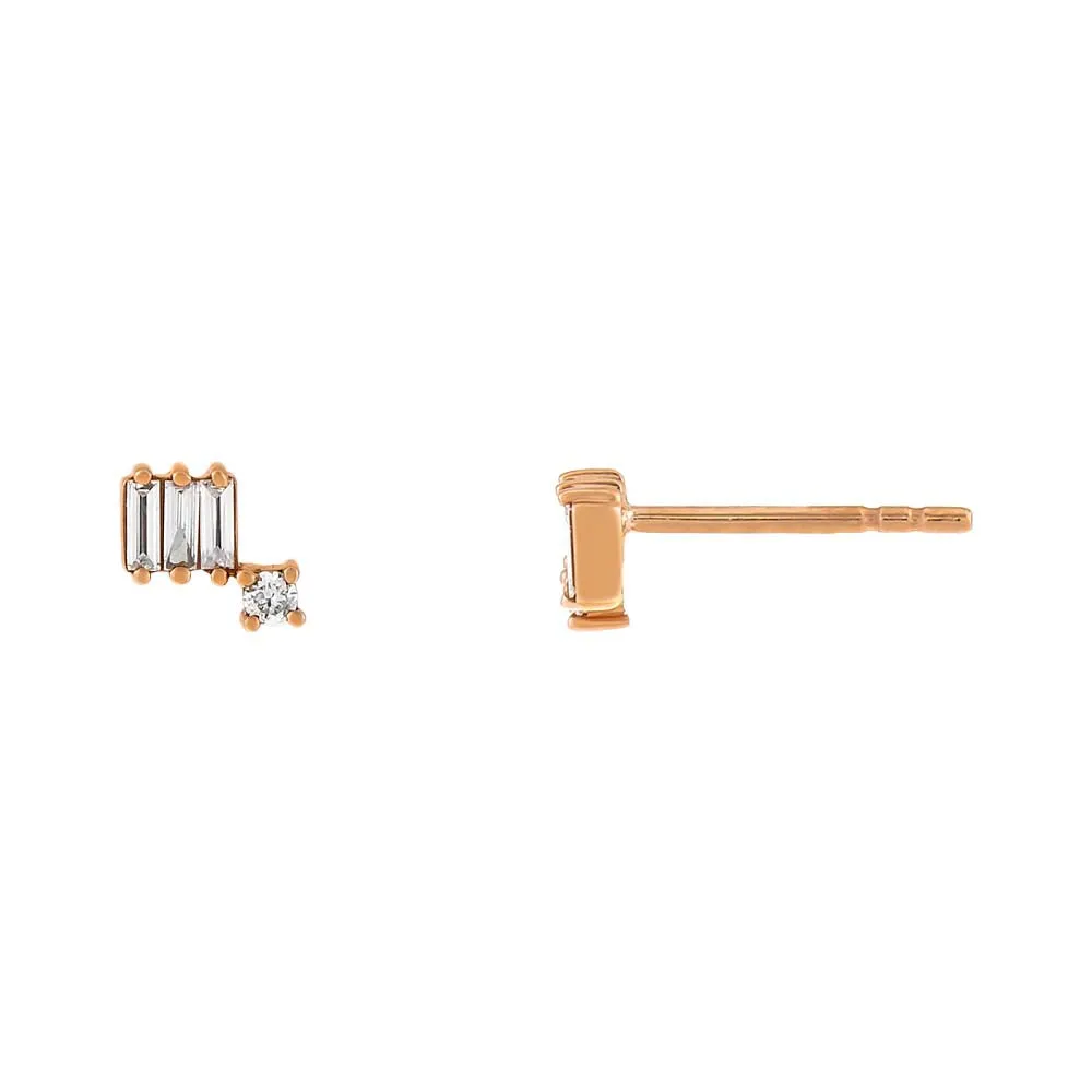 Sparkle Baguette Diamond Stud Earring 18K