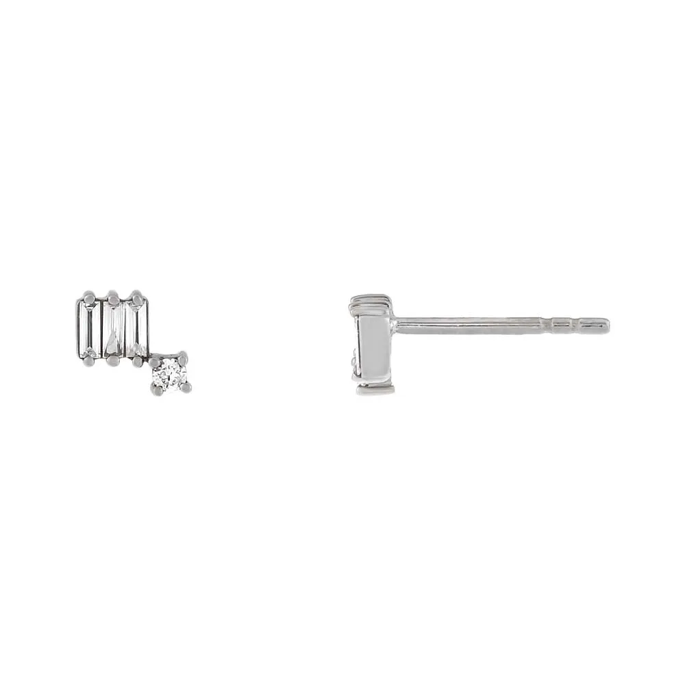 Sparkle Baguette Diamond Stud Earring 18K