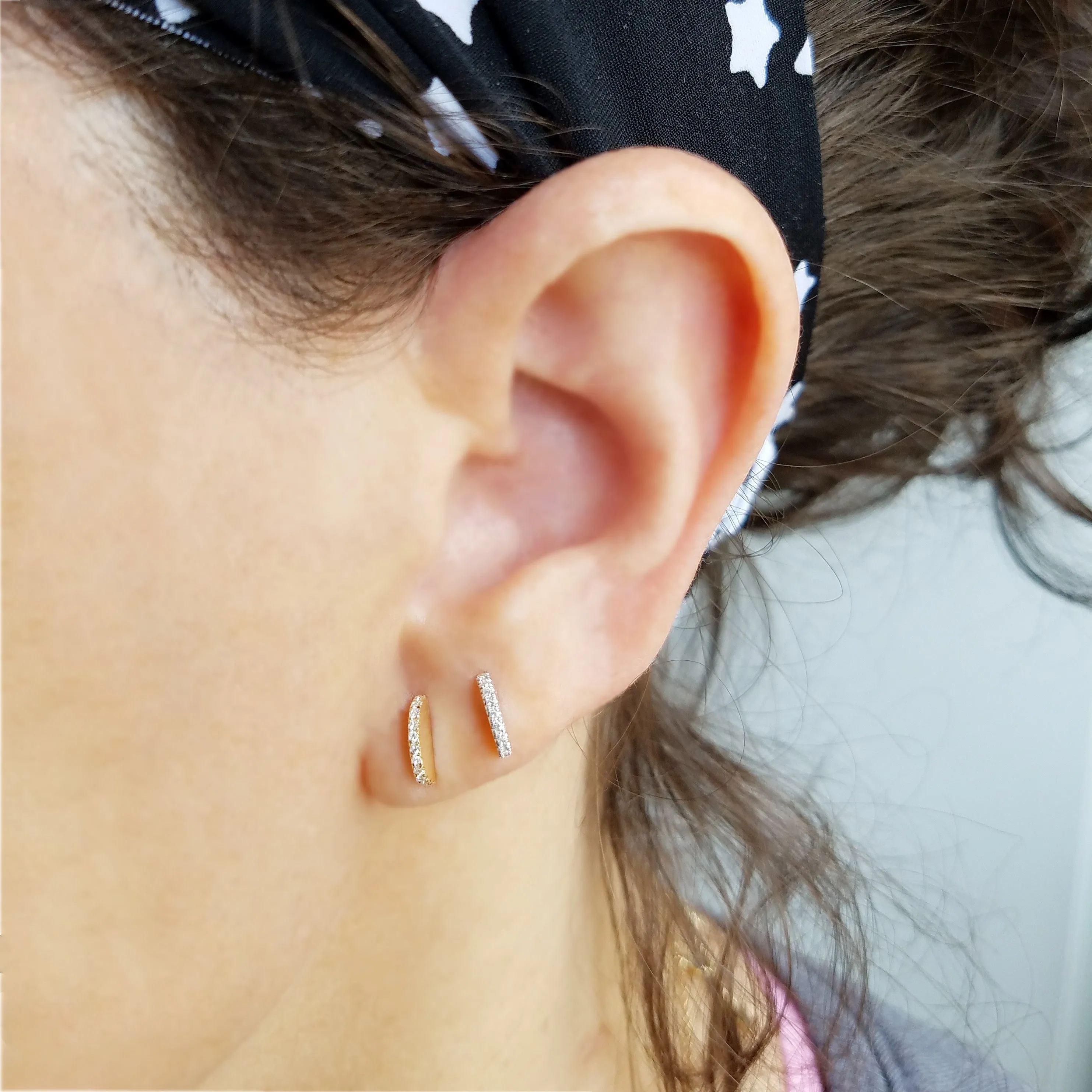 Sphere Slice Diamond Stud Earrings