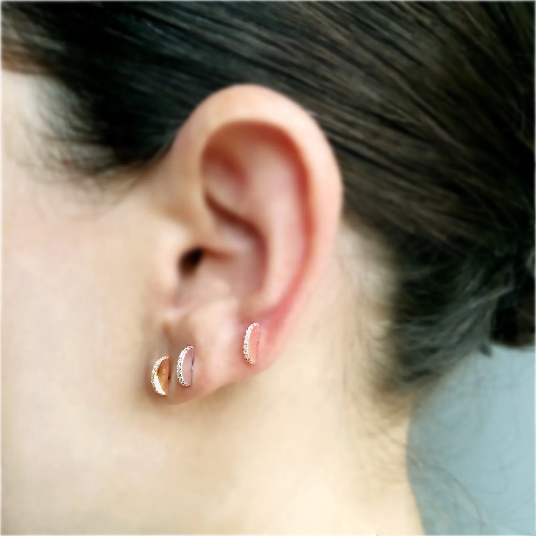 Sphere Slice Diamond Stud Earrings