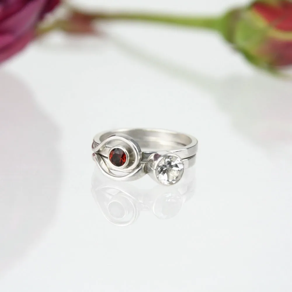 Spiral Ring with Garnet