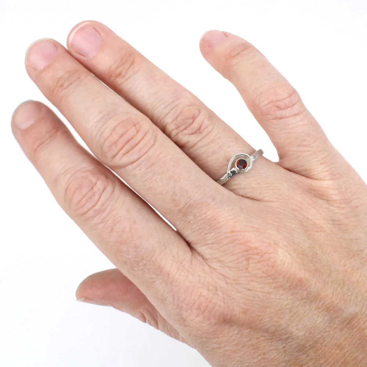 Spiral Ring with Garnet
