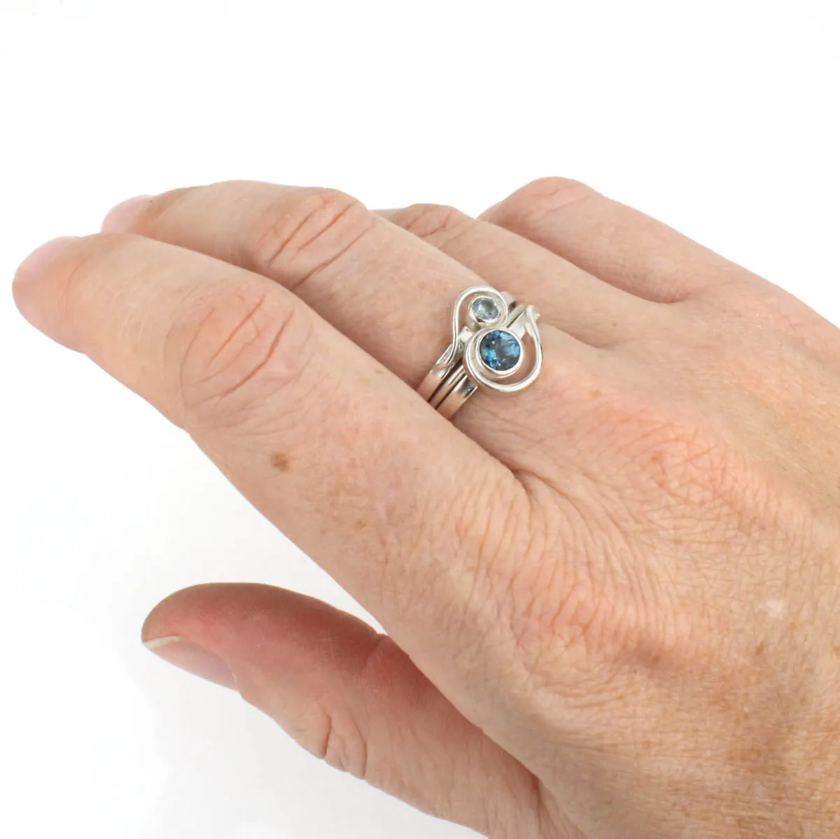 Spiral Ring with London Blue Topaz