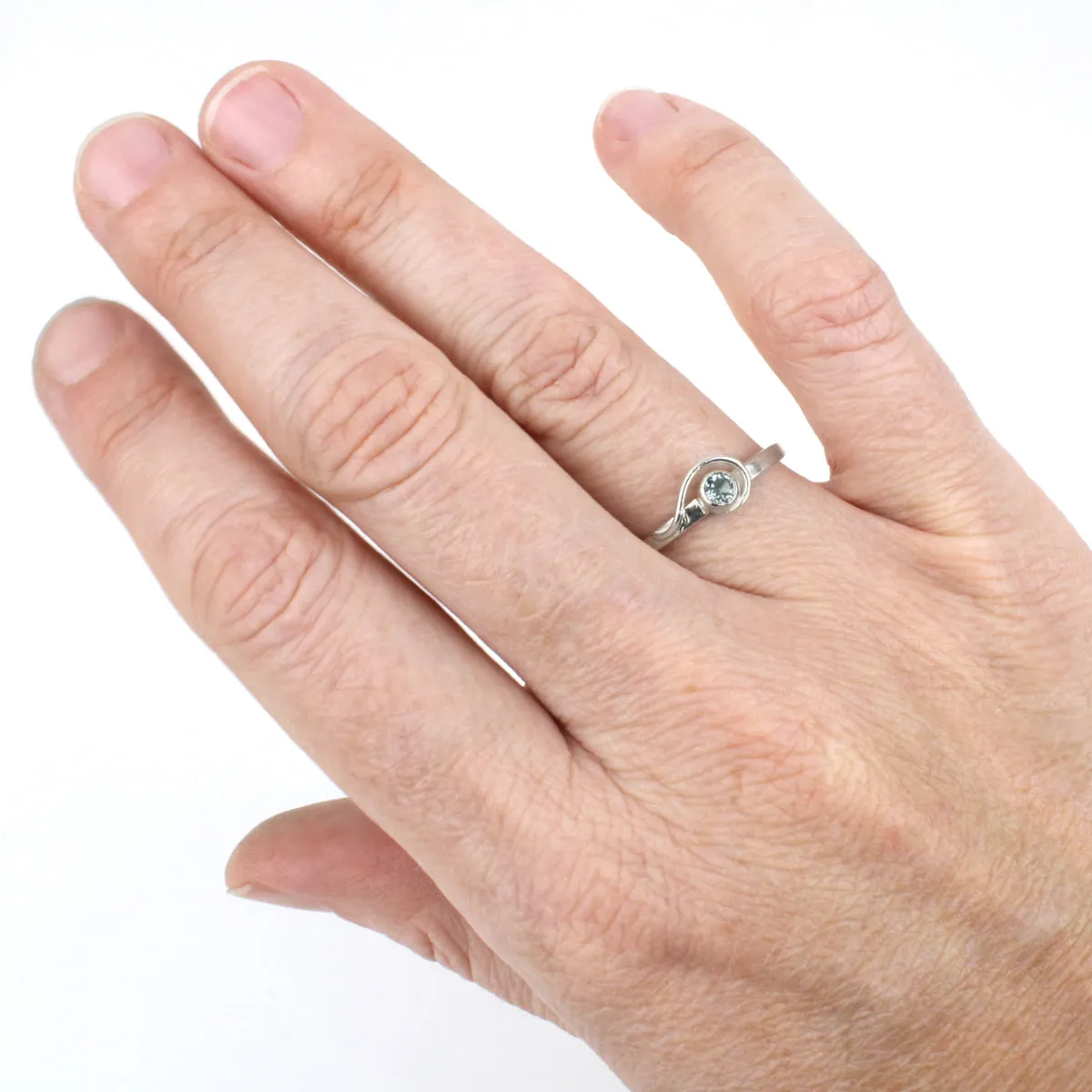 Spiral Ring with Sky Blue Topaz