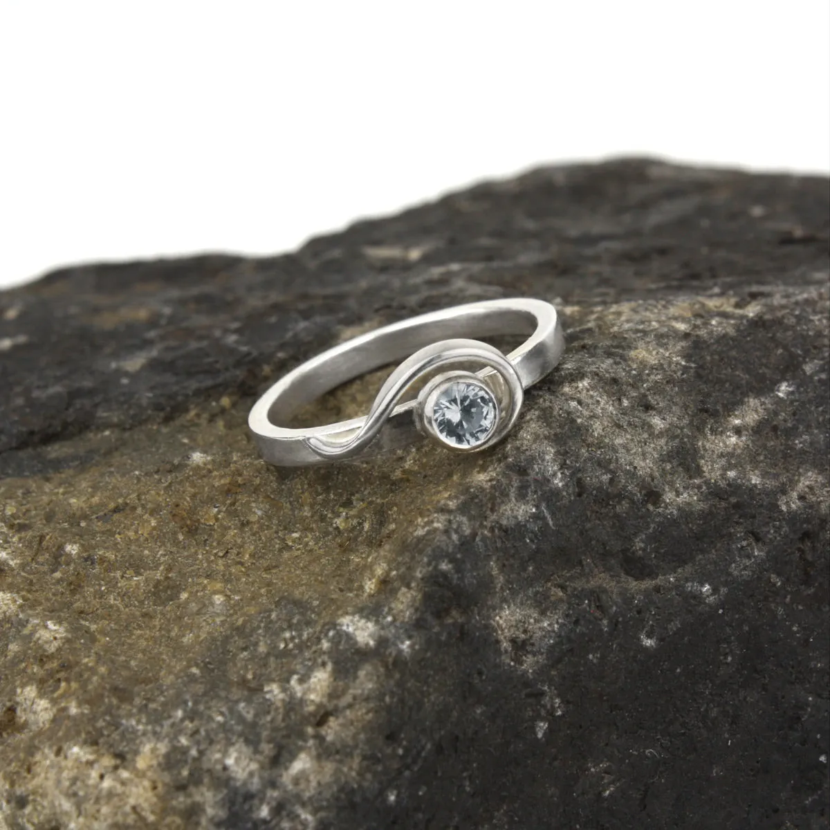 Spiral Ring with Sky Blue Topaz