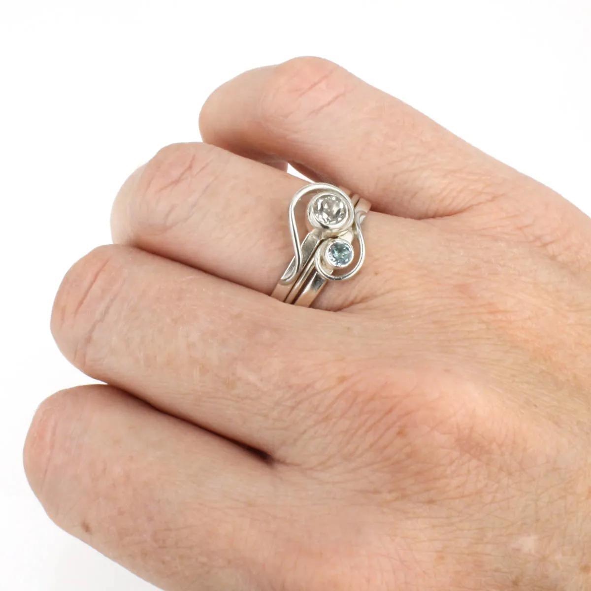 Spiral Ring with Sky Blue Topaz