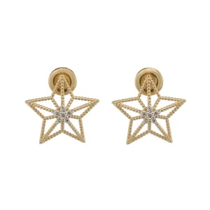 Spiritual Guiding Star Diamond Gold Stud Earrings