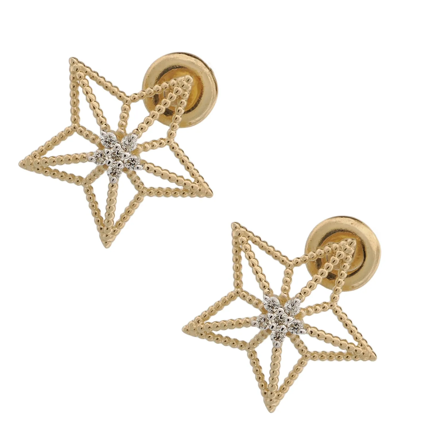 Spiritual Guiding Star Diamond Gold Stud Earrings