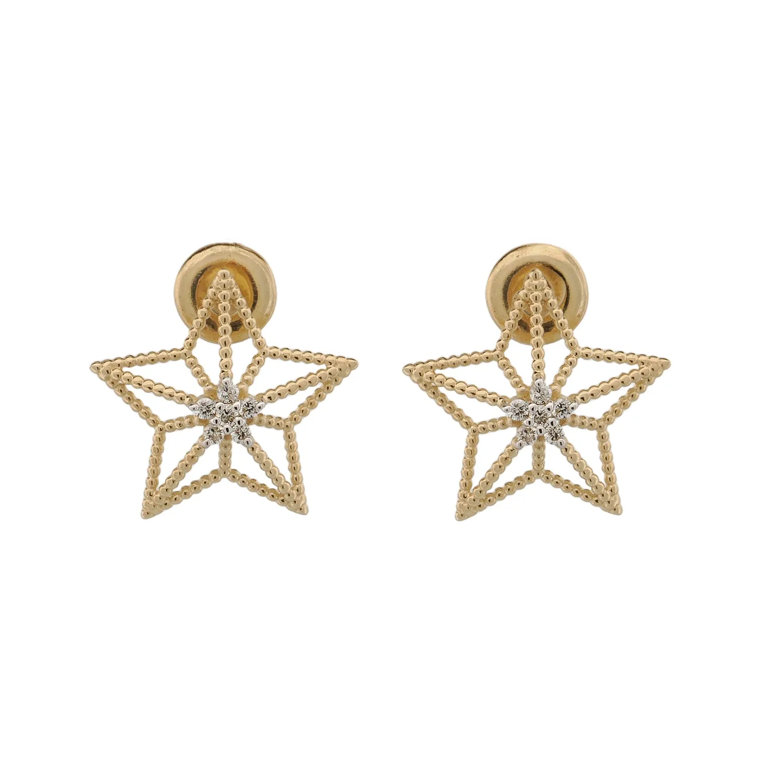 Spiritual Guiding Star Diamond Gold Stud Earrings