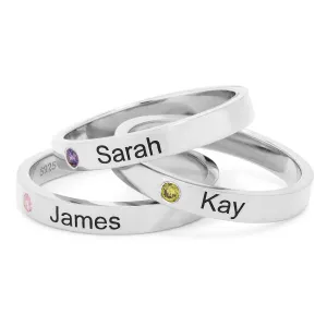 Stackable Birthstone Name Rings (3 Pack)
