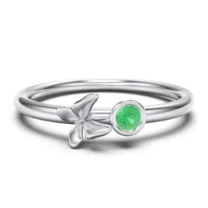 Stacking Butterfly Ring with Bezeled Gemstone