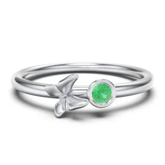Stacking Butterfly Ring with Bezeled Gemstone