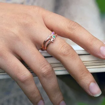 Stacking Butterfly Ring with Bezeled Gemstone