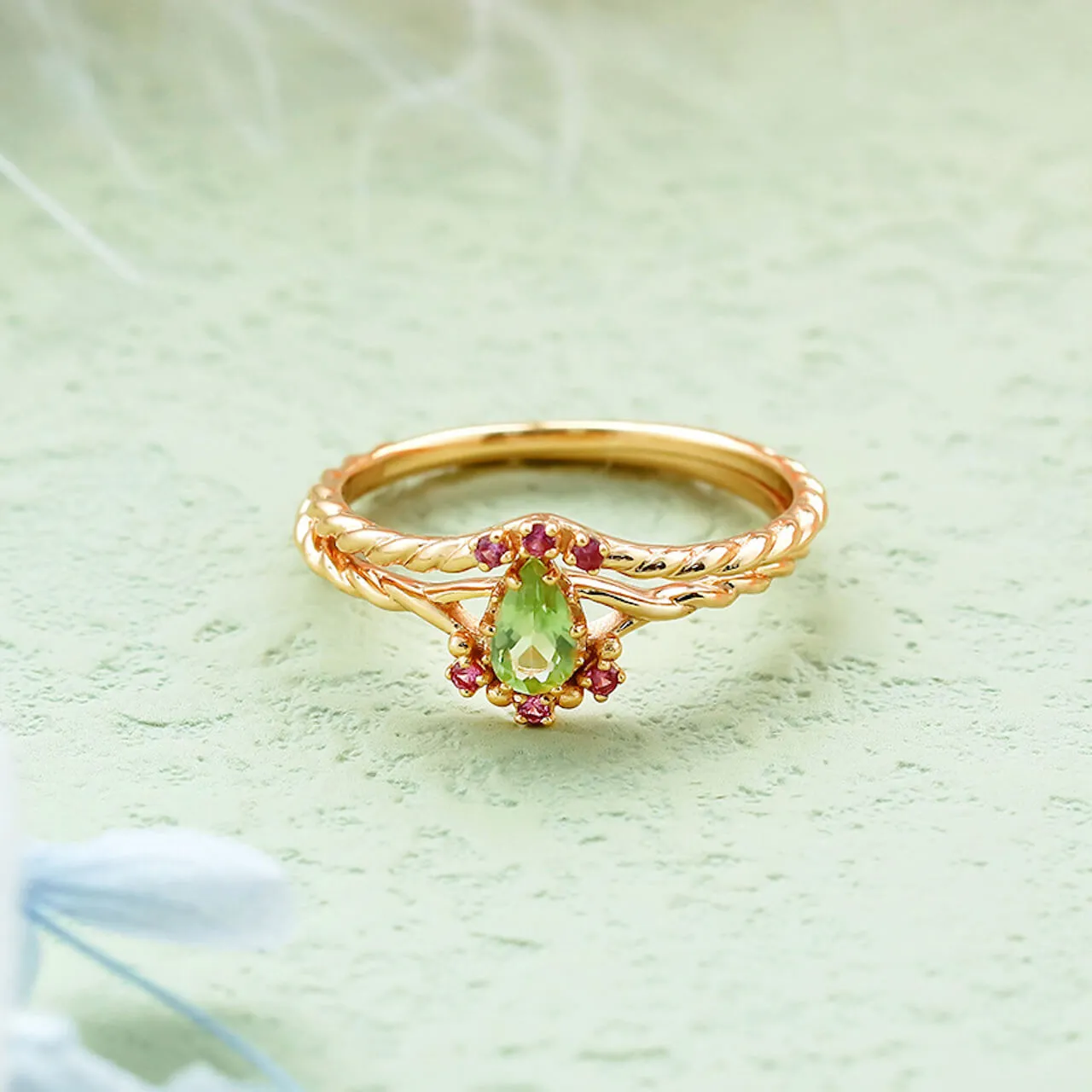 Stacking Peridot Rings