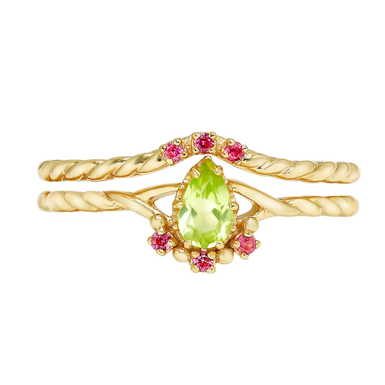 Stacking Peridot Rings