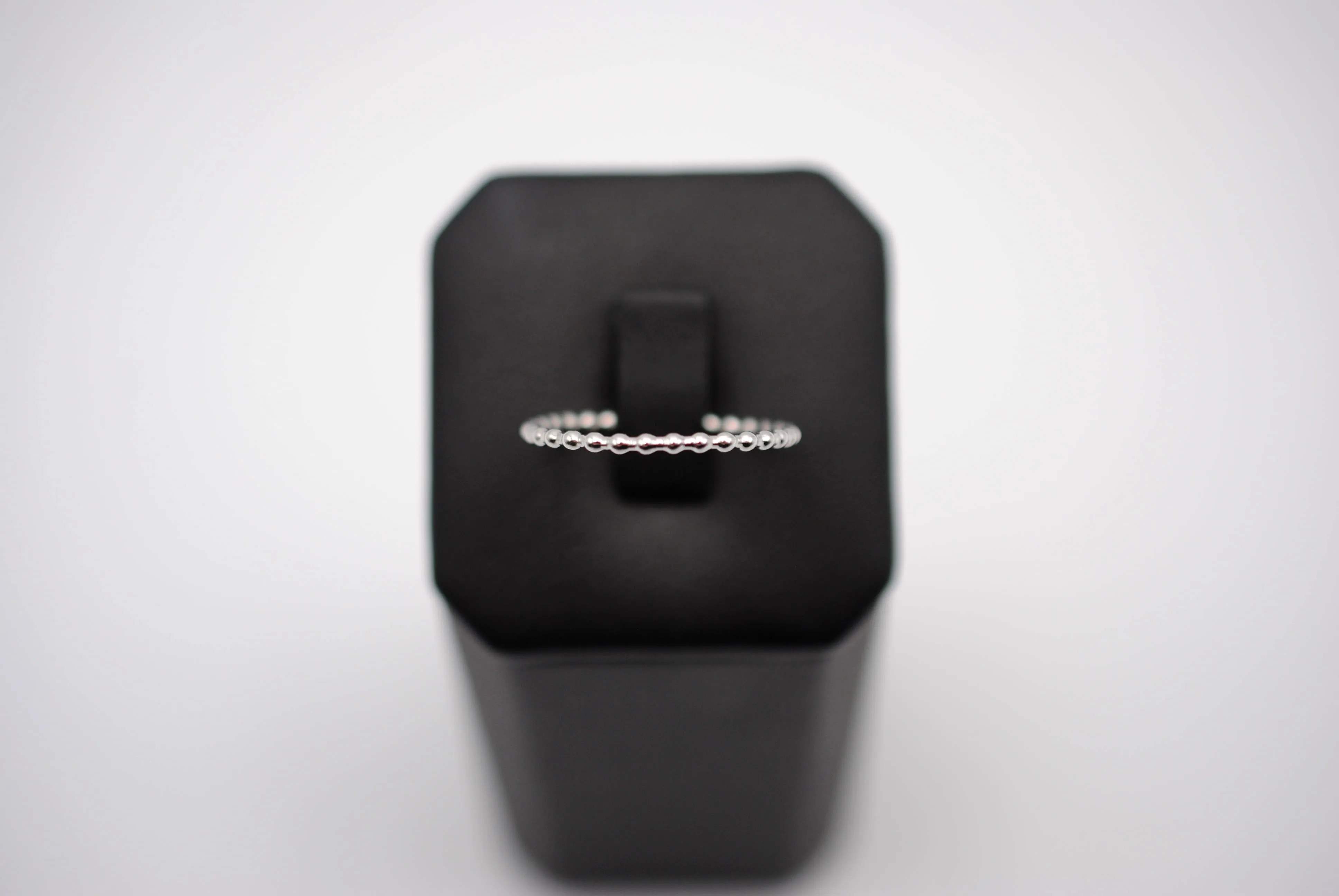 Stacking Ring: Bubble Texture, Rhodium Finish, Thin Width