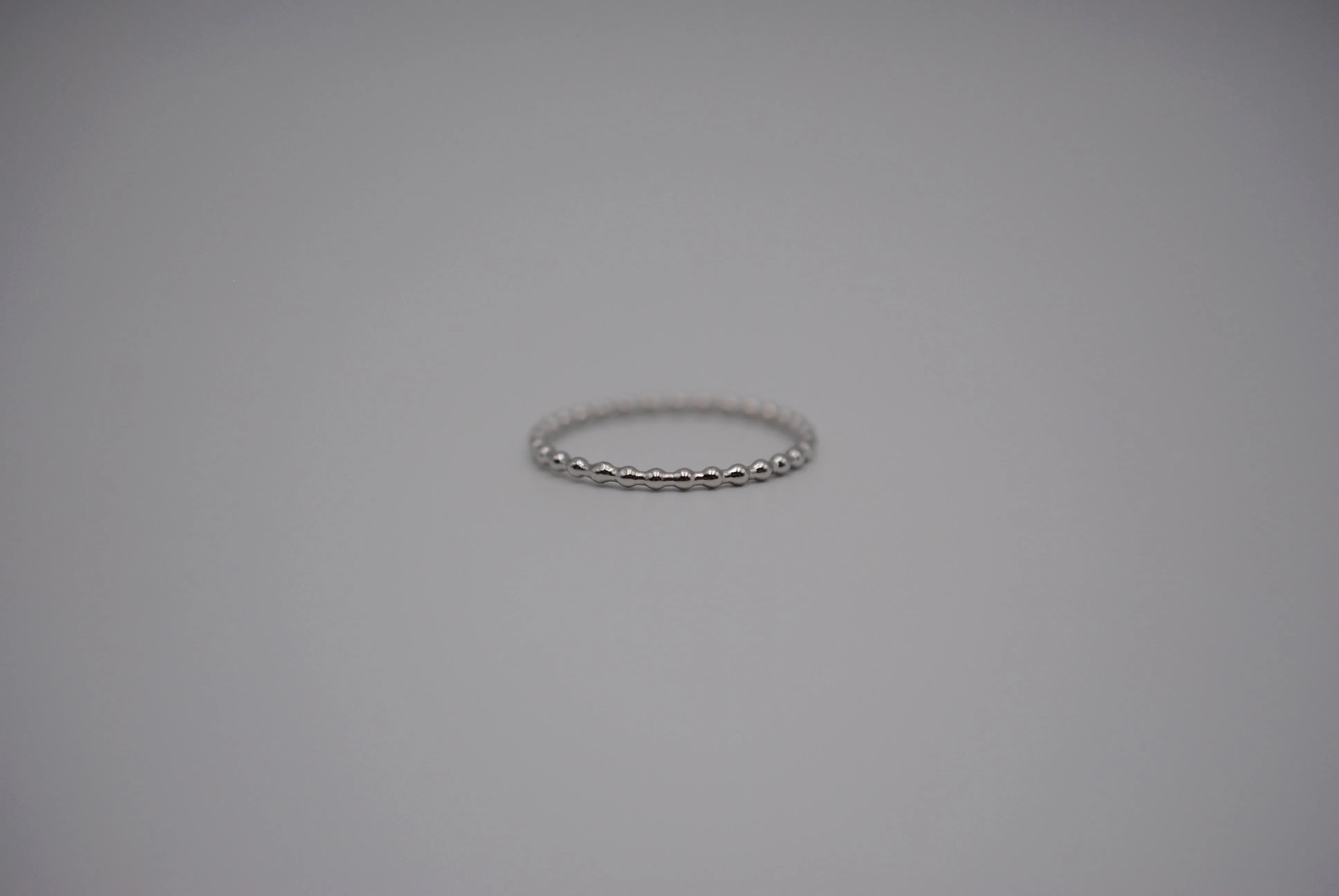 Stacking Ring: Bubble Texture, Rhodium Finish, Thin Width