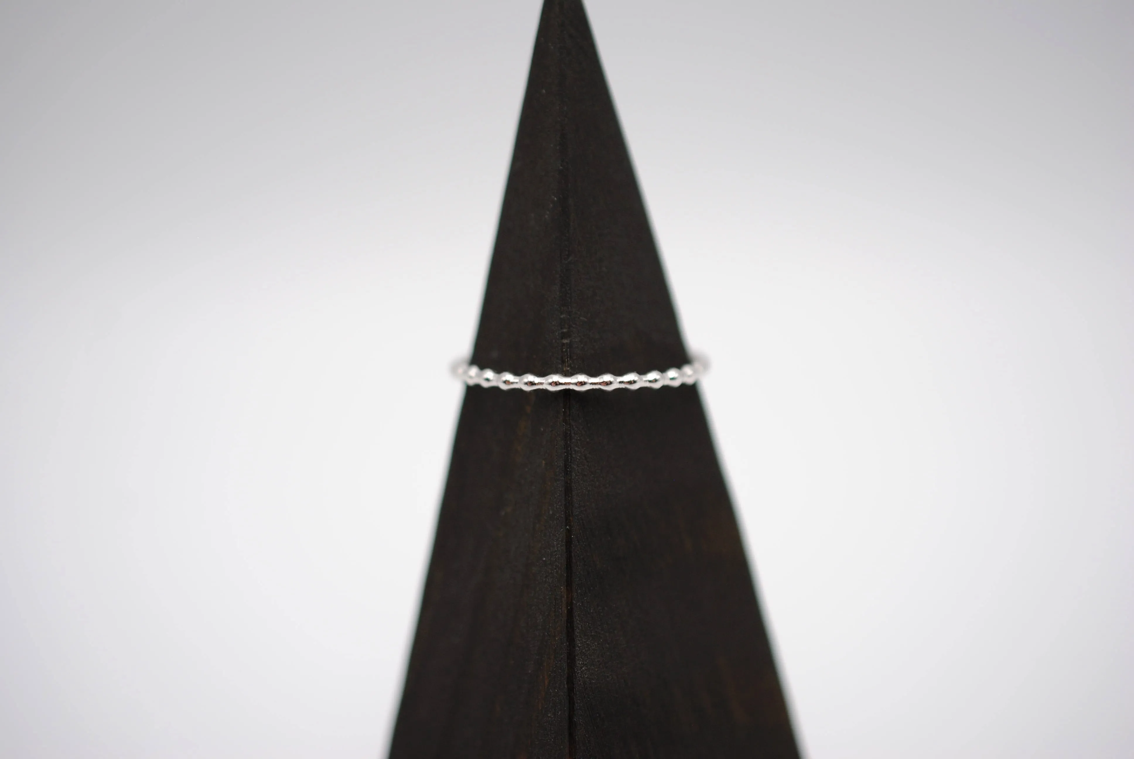 Stacking Ring: Bubble Texture, Rhodium Finish, Thin Width