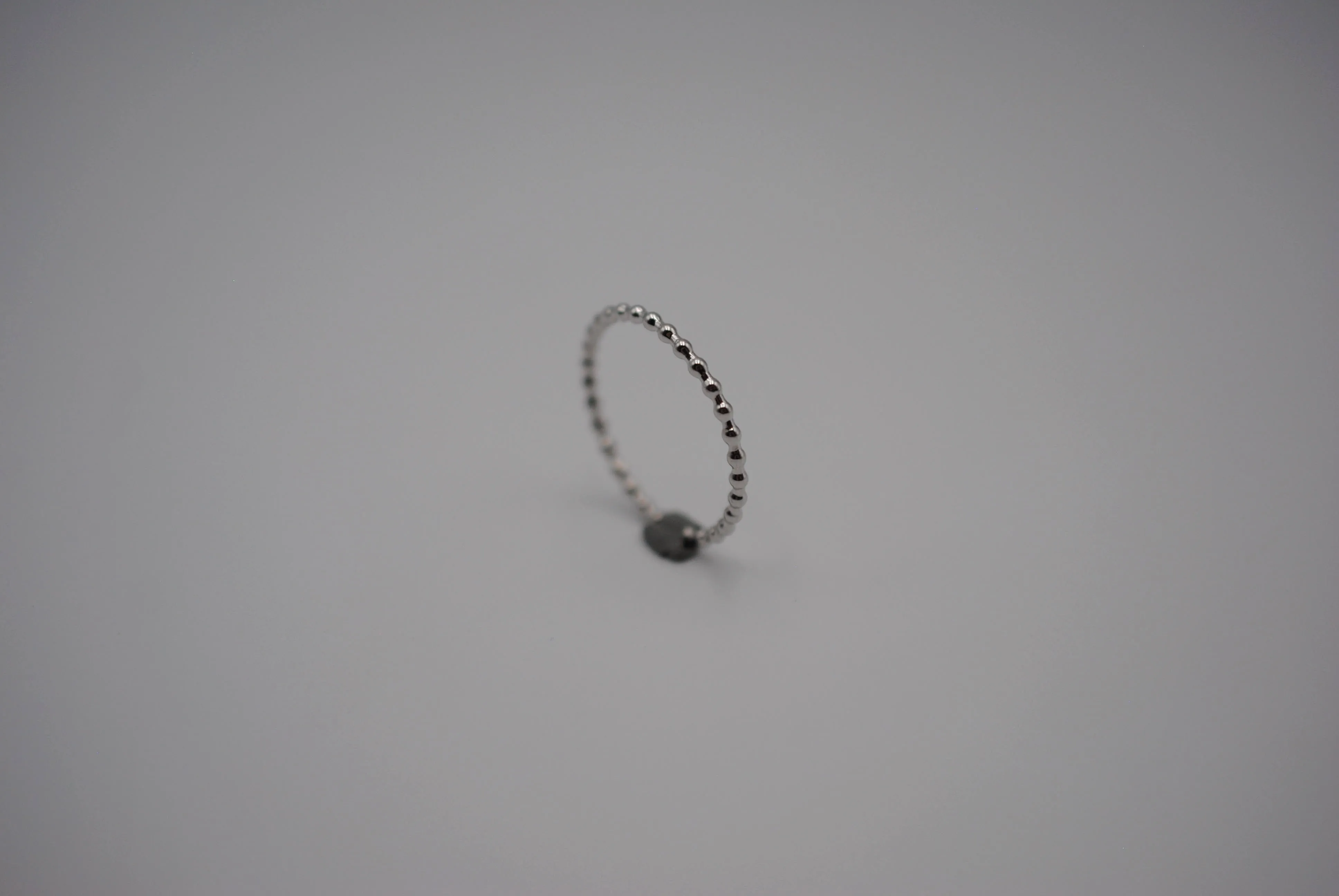 Stacking Ring: Bubble Texture, Rhodium Finish, Thin Width