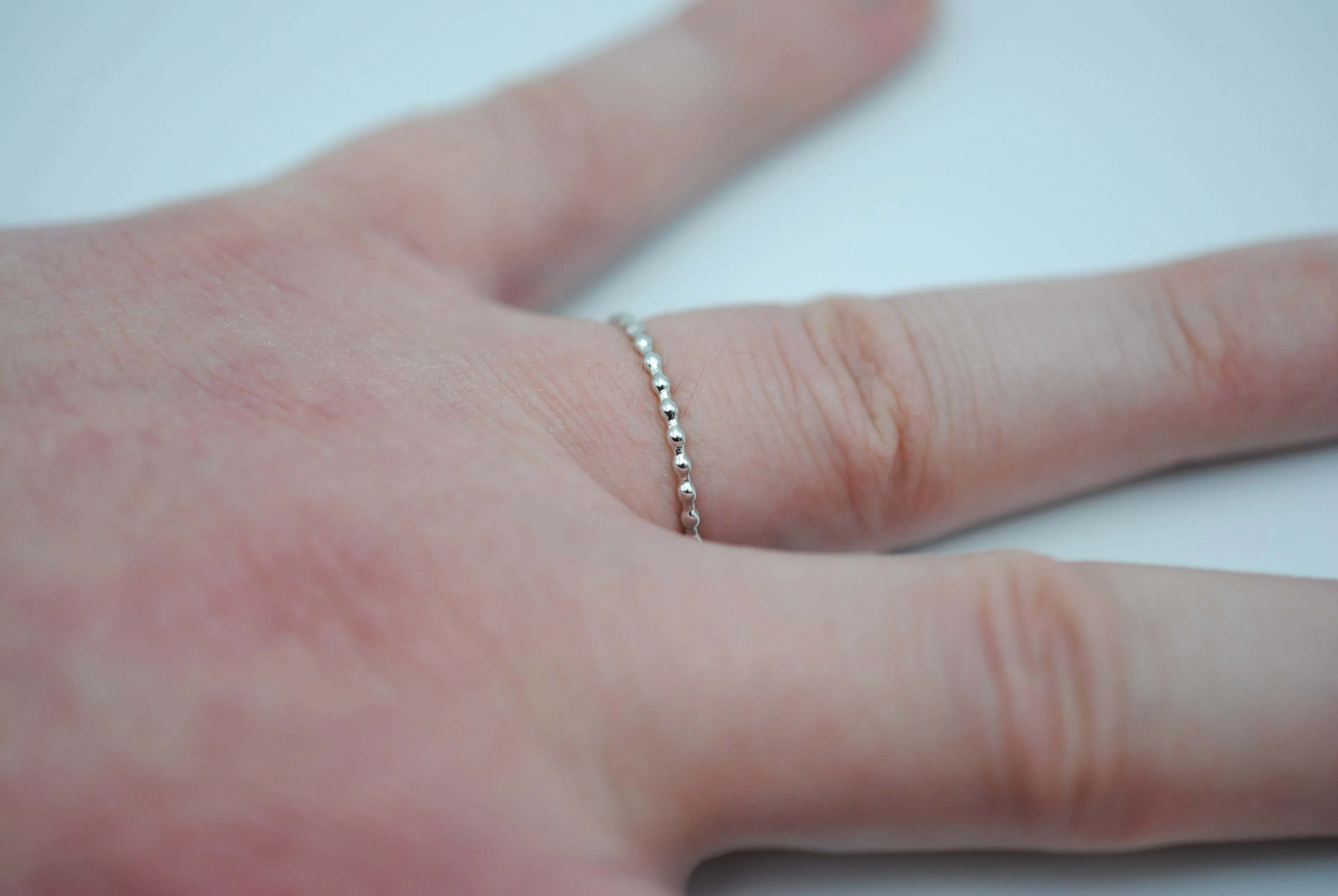 Stacking Ring: Bubble Texture, Rhodium Finish, Thin Width