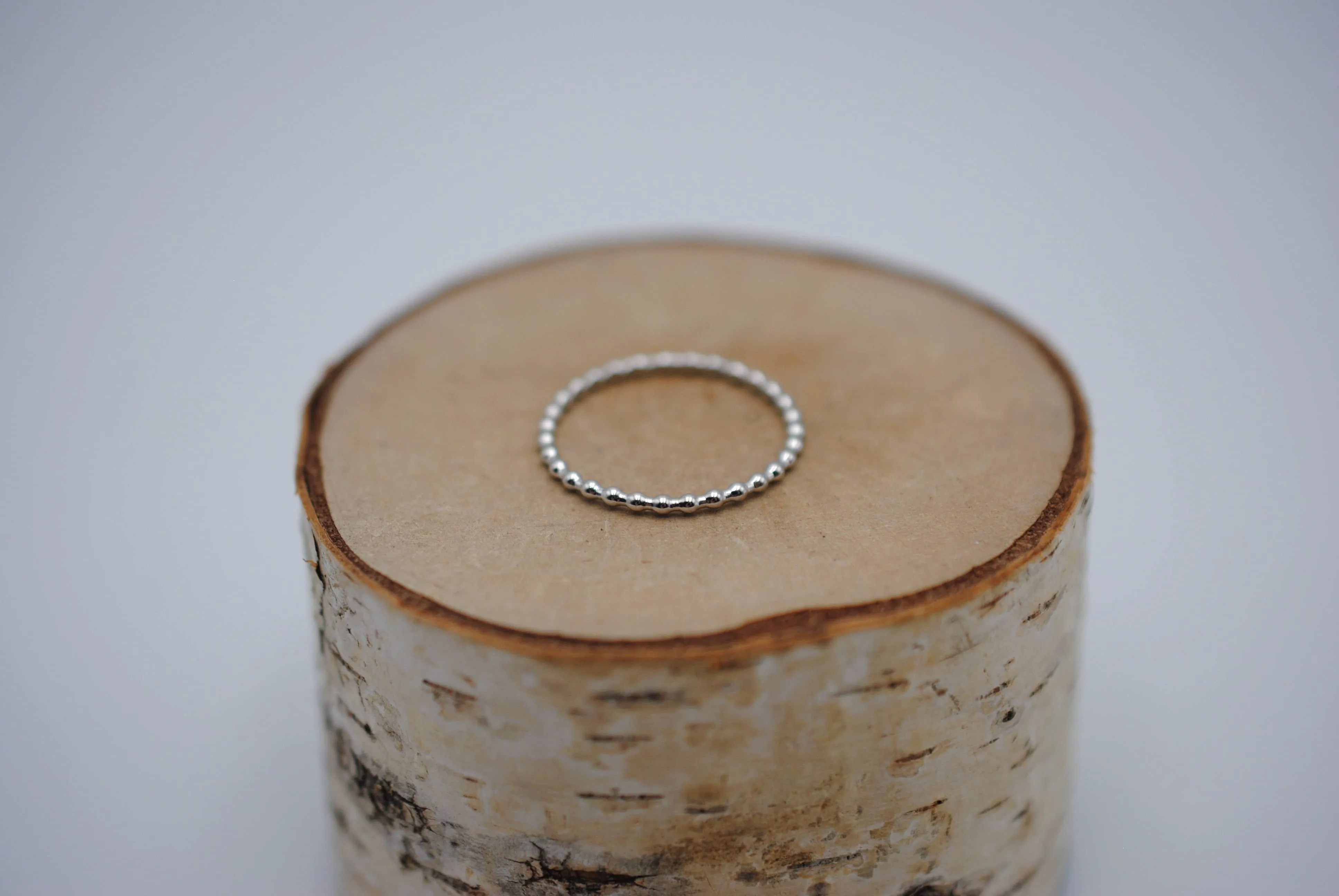 Stacking Ring: Bubble Texture, Rhodium Finish, Thin Width