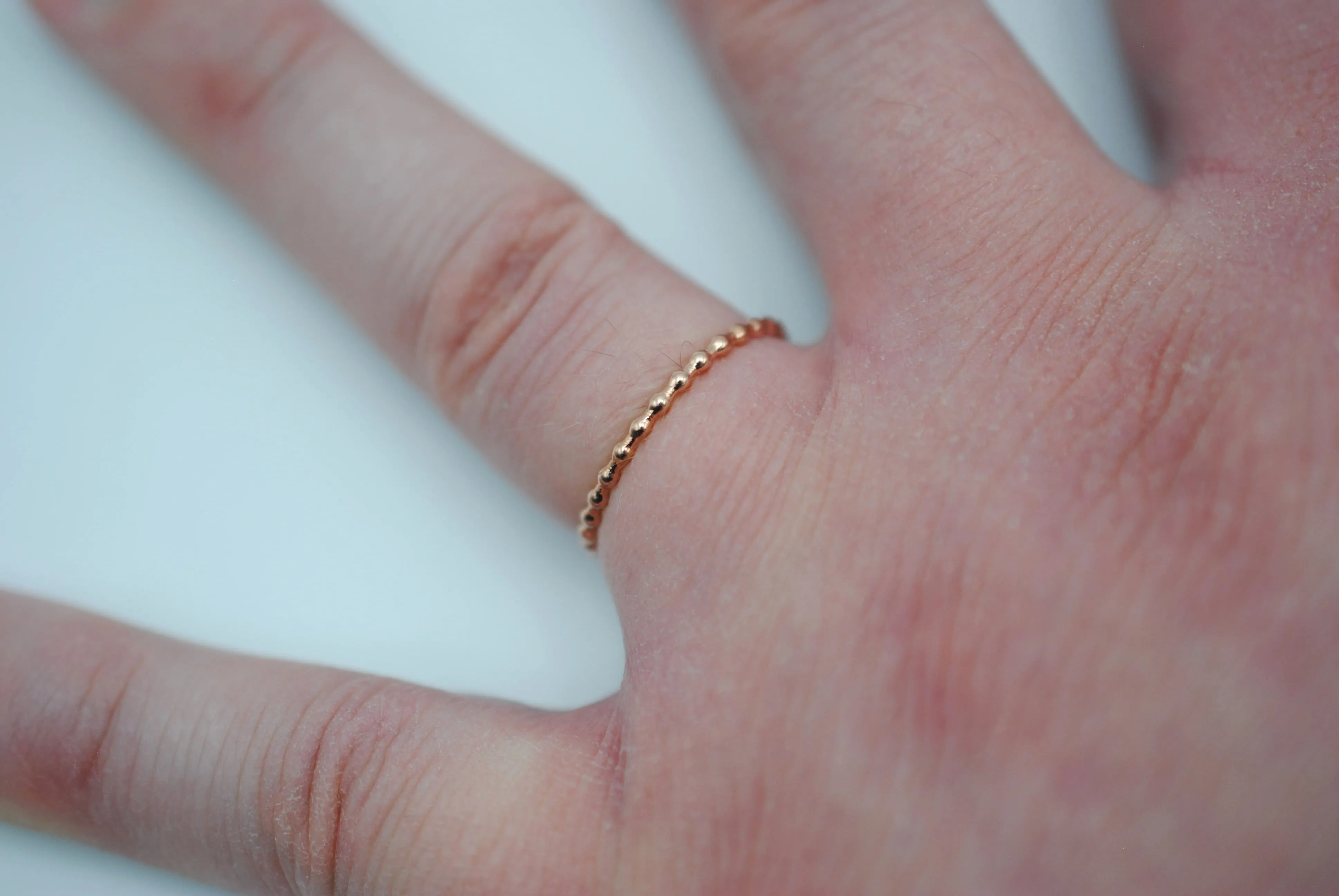 Stacking Ring: Bubble Texture, Rose Gold Finish, Thin Width