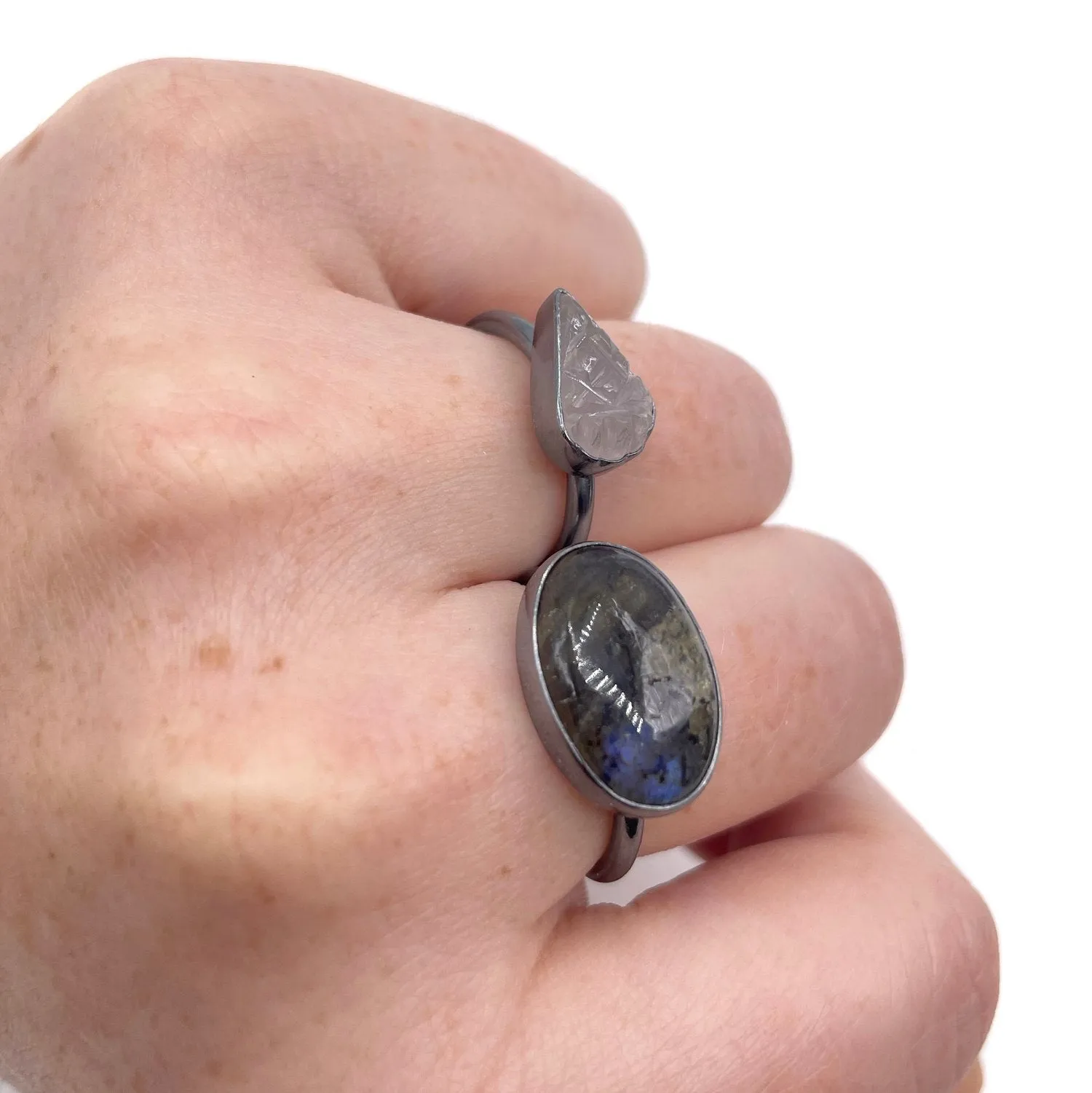 Stacking Ring, Carved Rose Quartz Ring