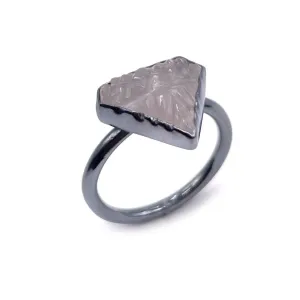 Stacking Ring, Carved Rose Quartz Ring