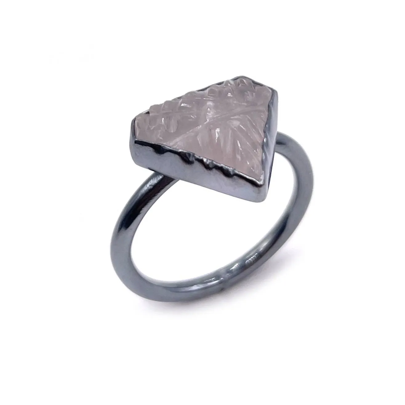 Stacking Ring, Carved Rose Quartz Ring