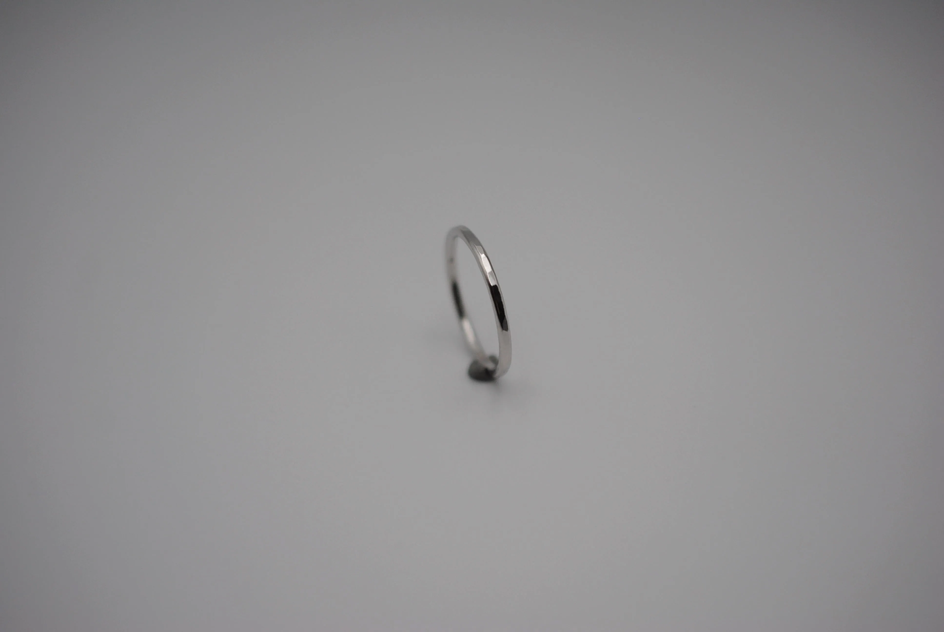 Stacking Ring: Hammered Texture, White Gold, Medium Width