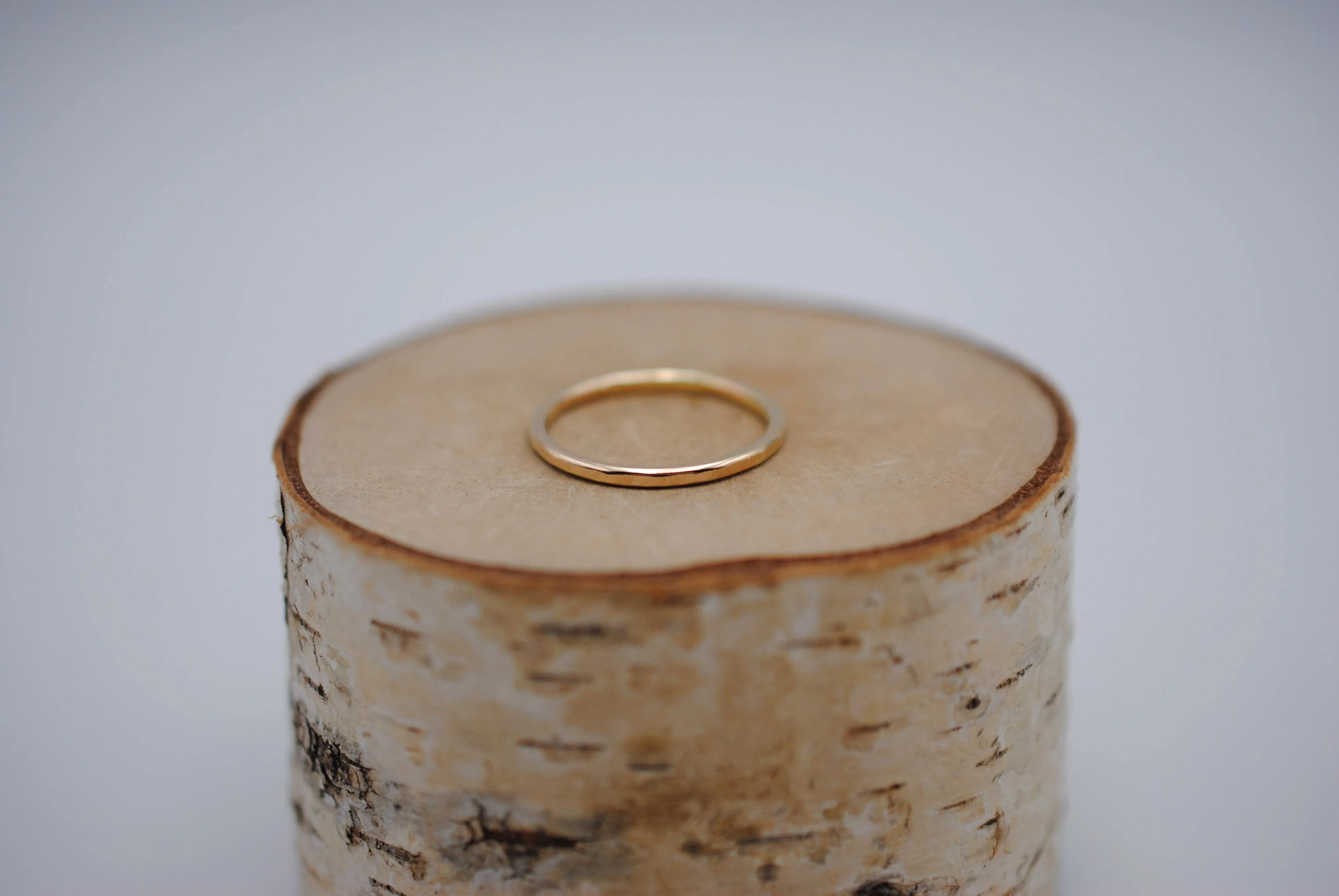 Stacking Ring: Hammered Texture, Yellow Gold, Medium Width