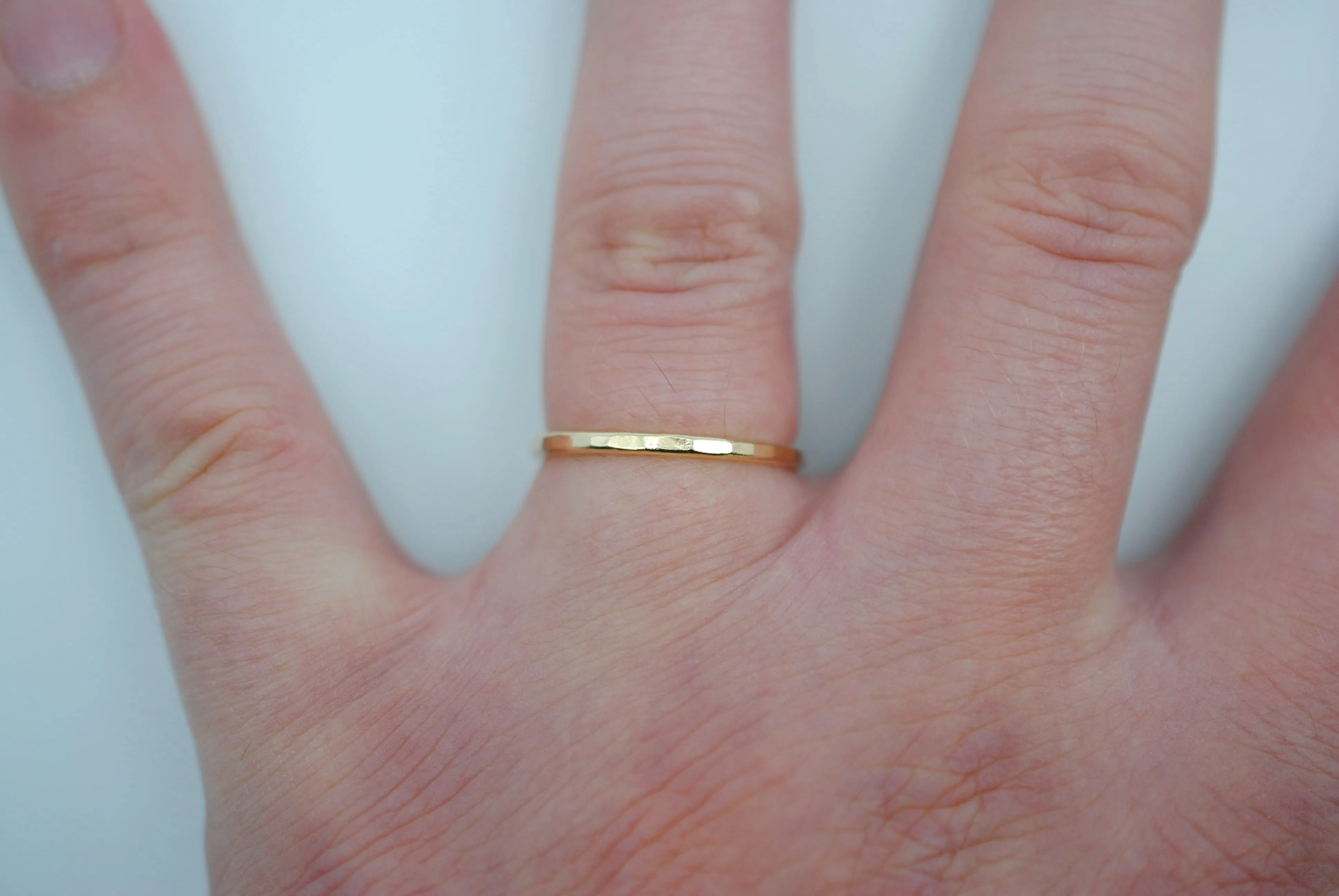 Stacking Ring: Hammered Texture, Yellow Gold, Medium Width