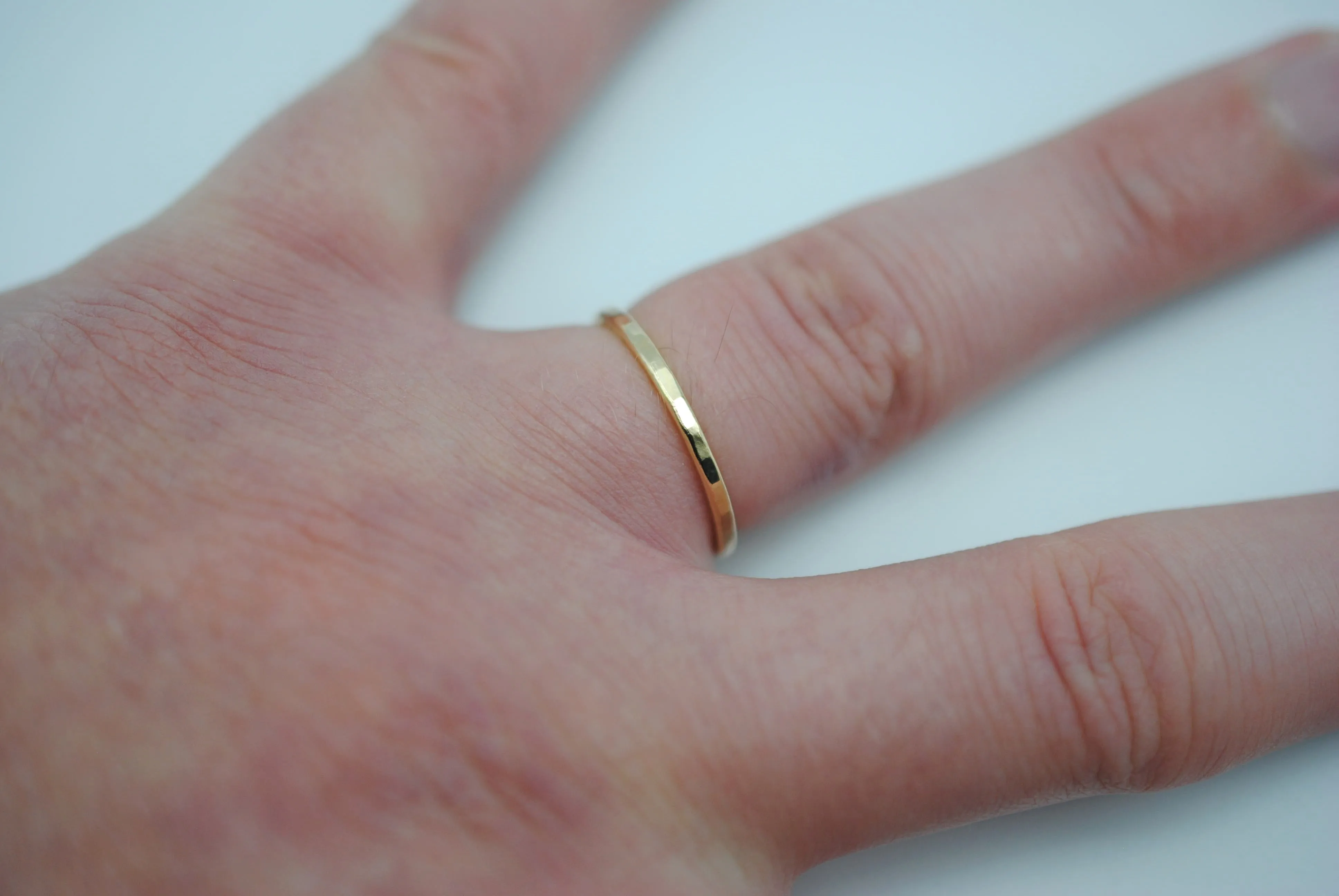 Stacking Ring: Hammered Texture, Yellow Gold, Medium Width