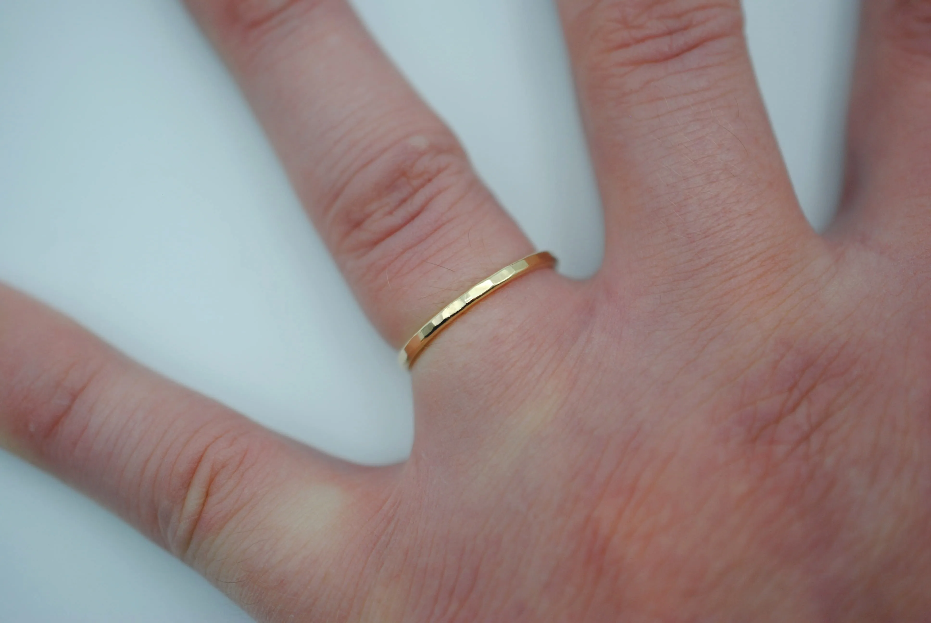 Stacking Ring: Hammered Texture, Yellow Gold, Medium Width