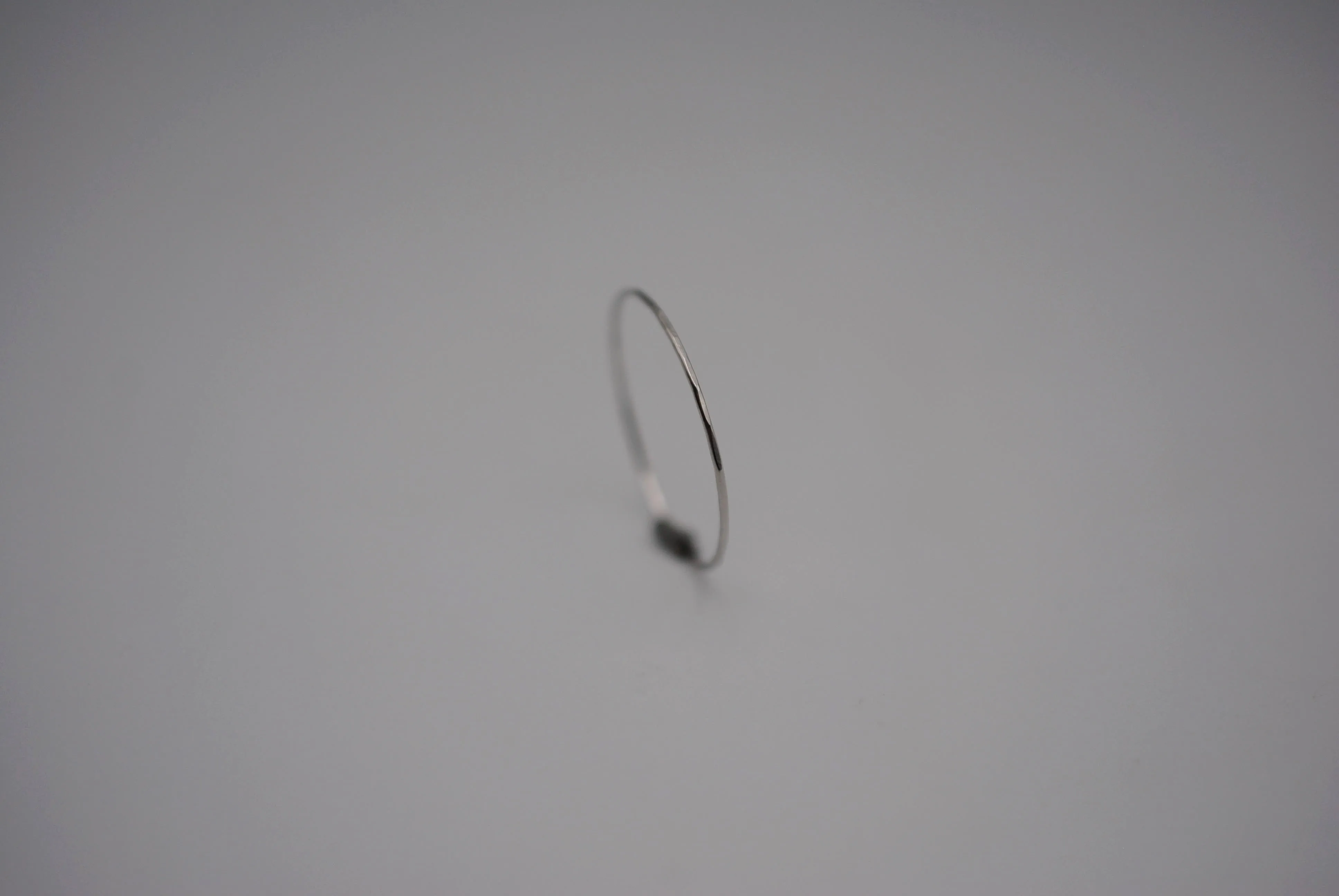 Stacking Ring: Hammered, Ultra Thin, Rhodium Finished