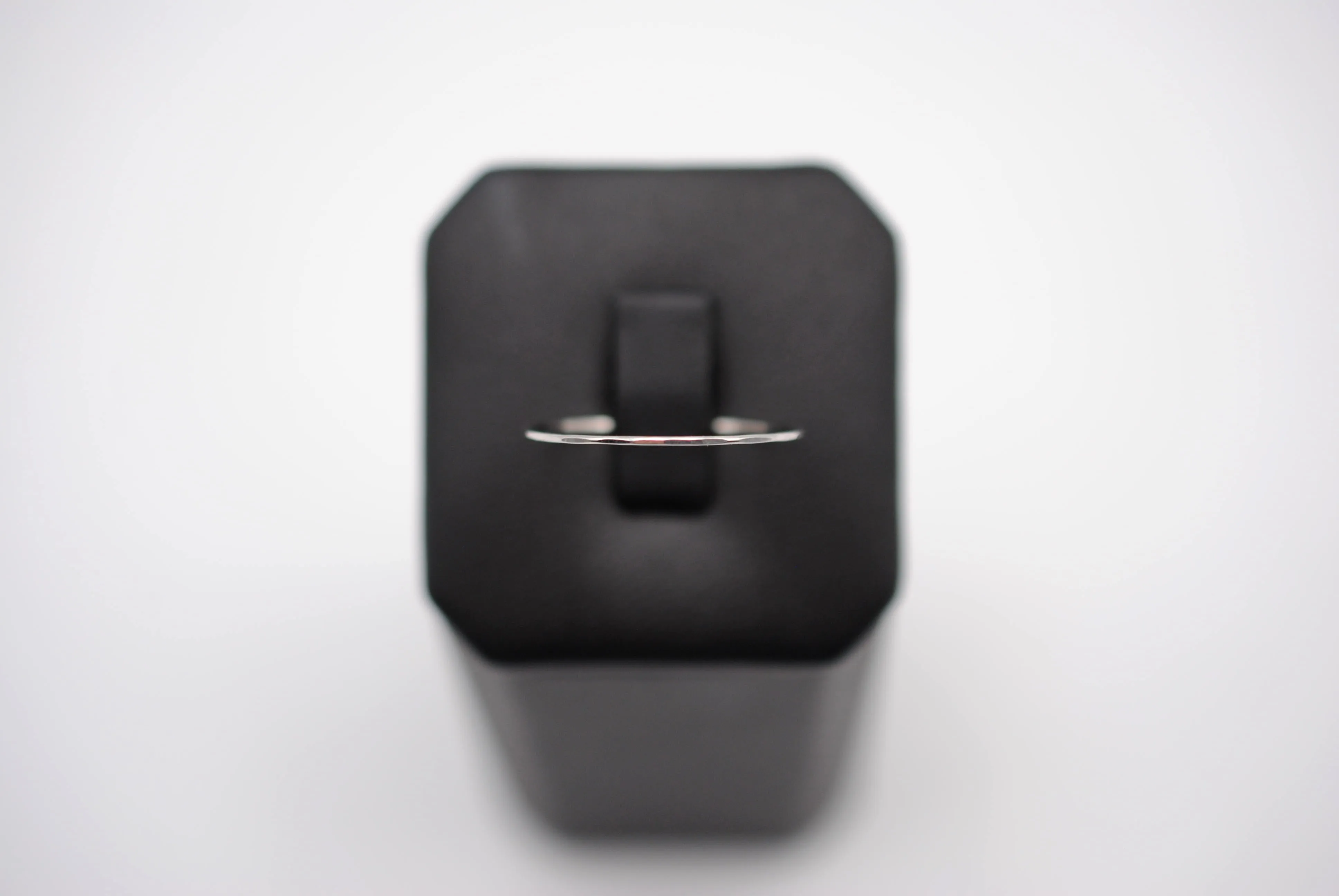 Stacking Ring: Hammered, Ultra Thin, Rhodium Finished