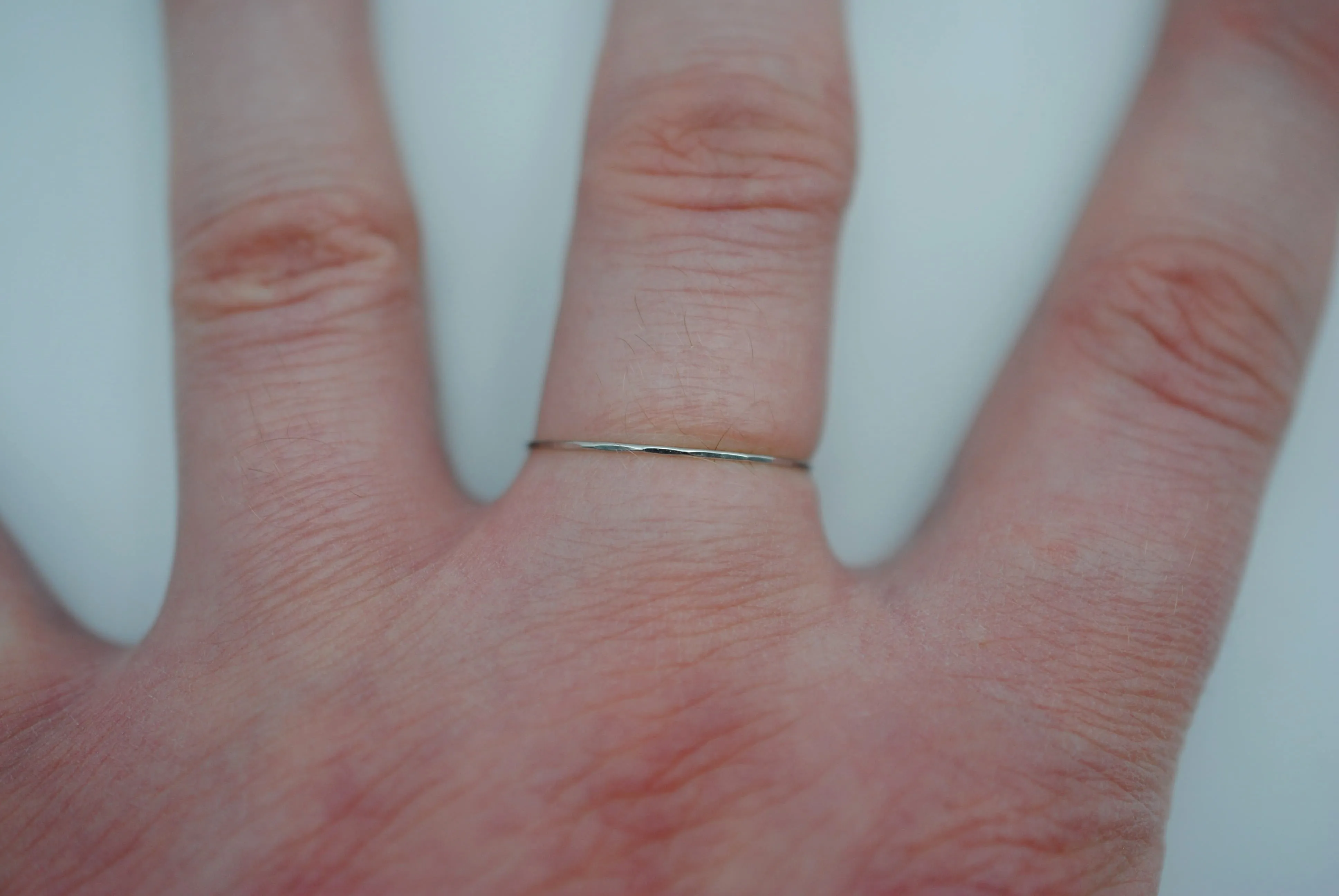 Stacking Ring: Hammered, Ultra Thin, Rhodium Finished