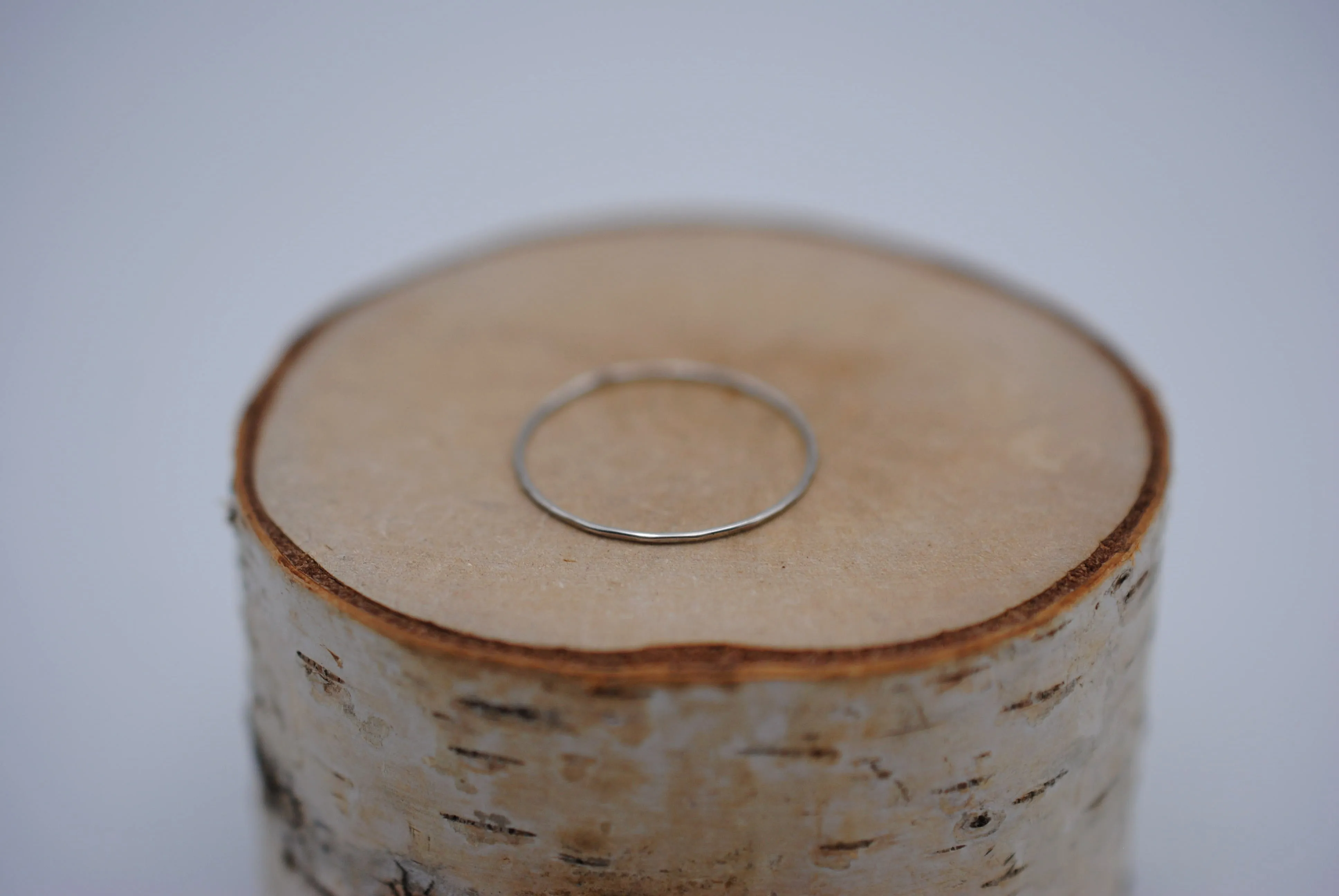Stacking Ring: Hammered, Ultra Thin, Rhodium Finished