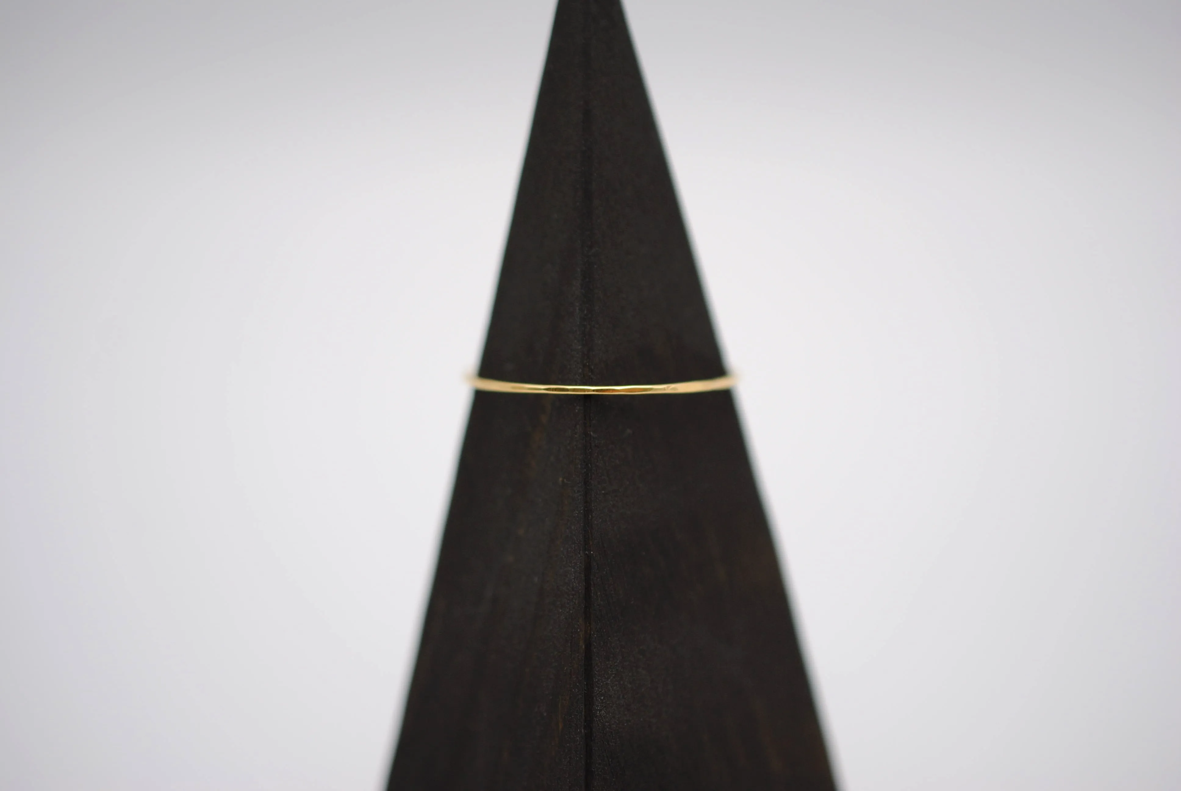 Stacking Ring: Hammered, Ultra Thin, Yellow Gold Finish
