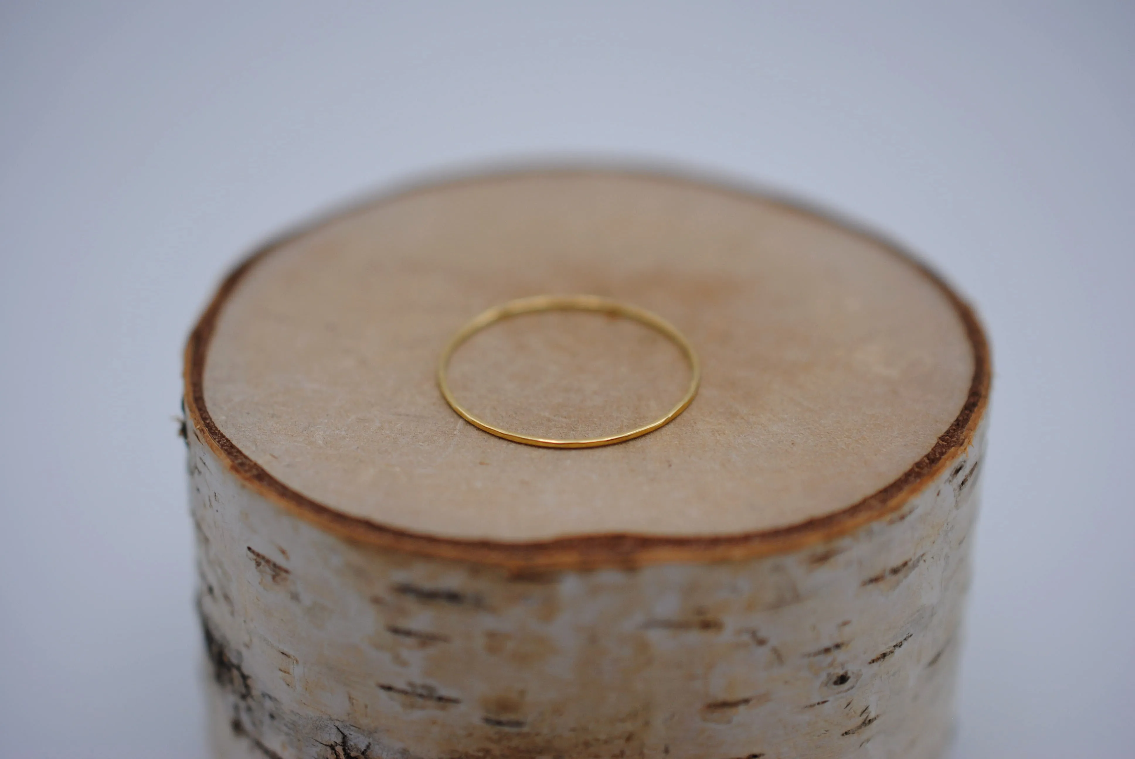Stacking Ring: Hammered, Ultra Thin, Yellow Gold Finish
