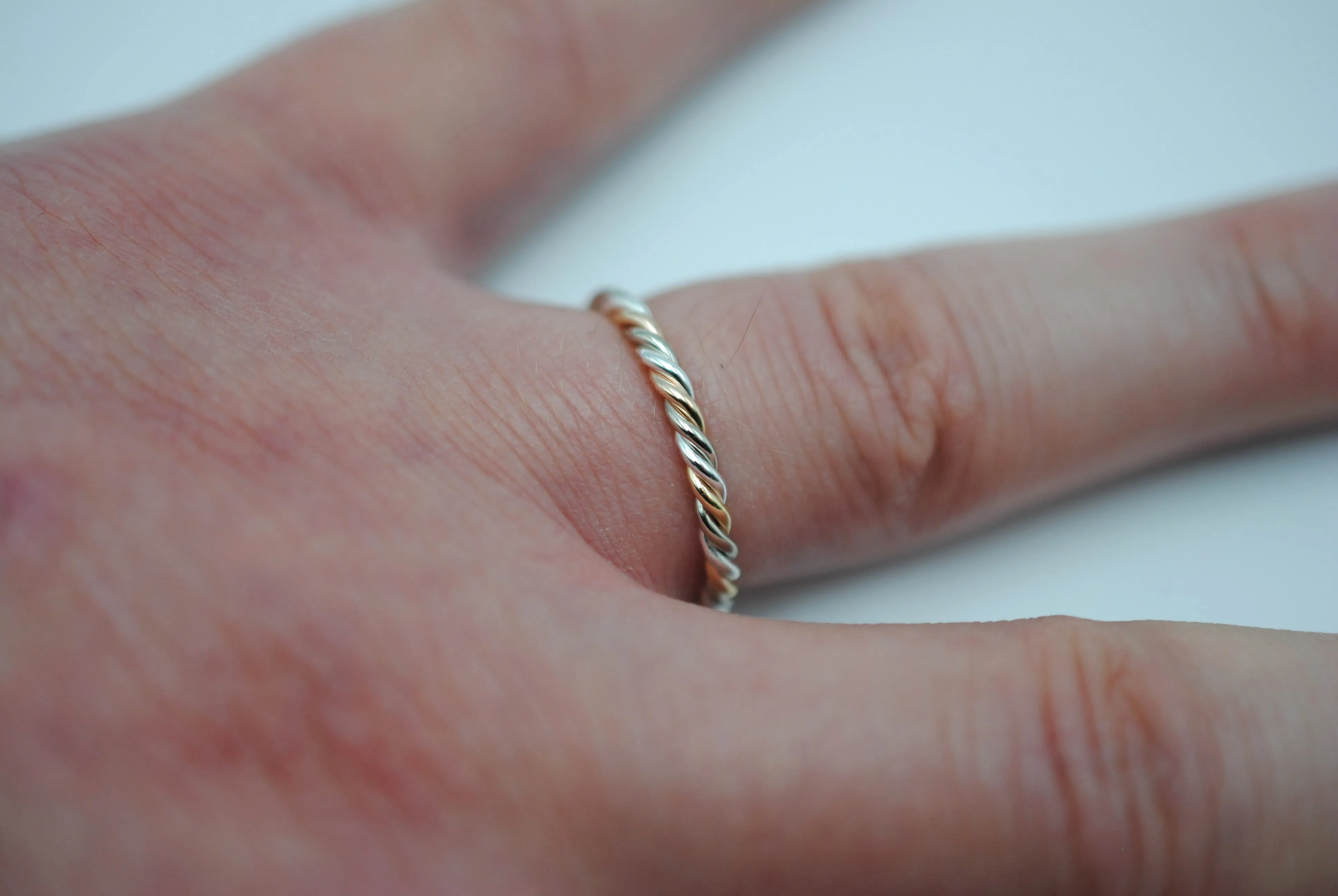 Stacking Ring: Rope, Mixed Metals: Palladium White Gold, Rose Gold, Silver
