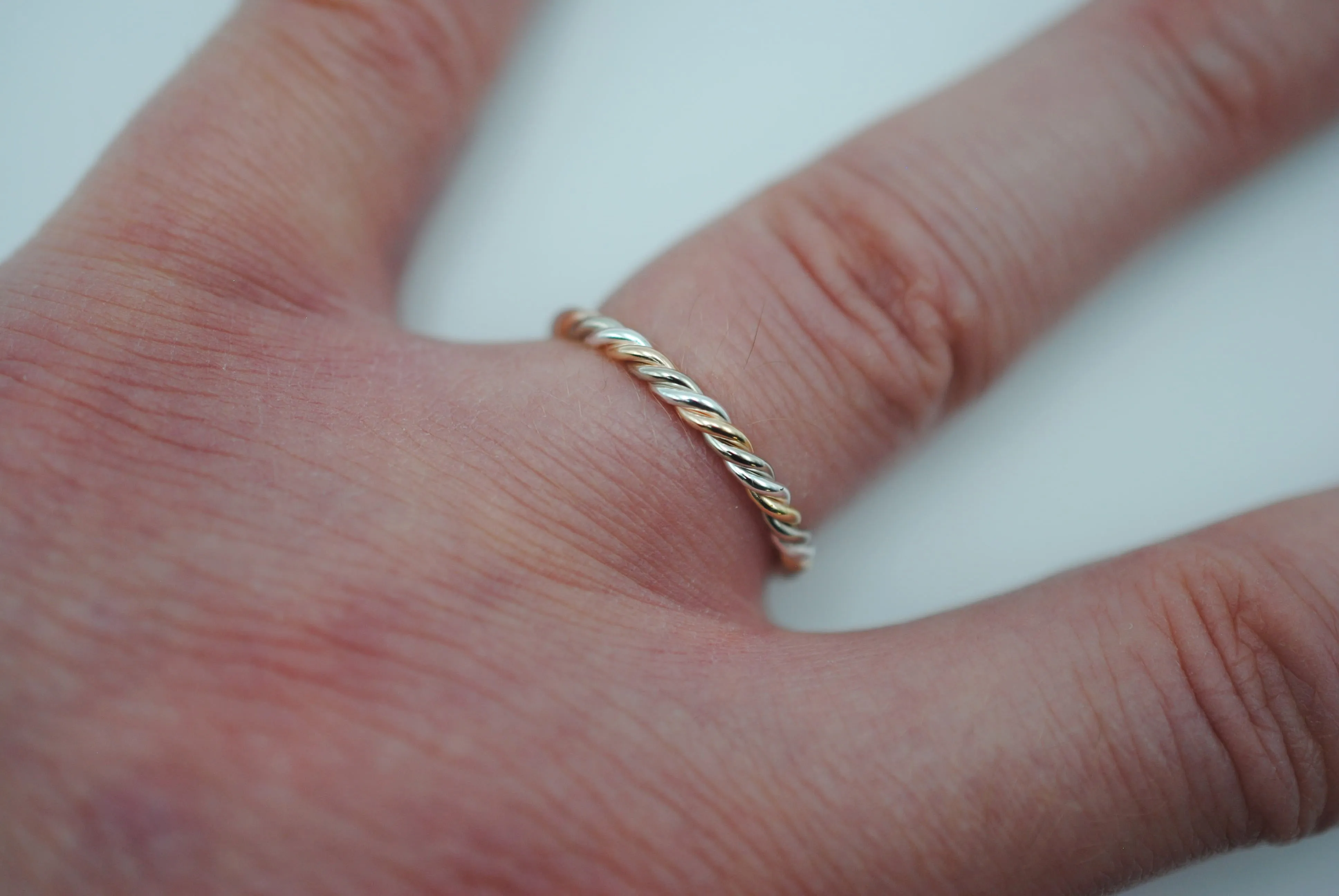 Stacking Ring: Rope, Mixed Metals: Palladium White Gold, Rose Gold, Silver
