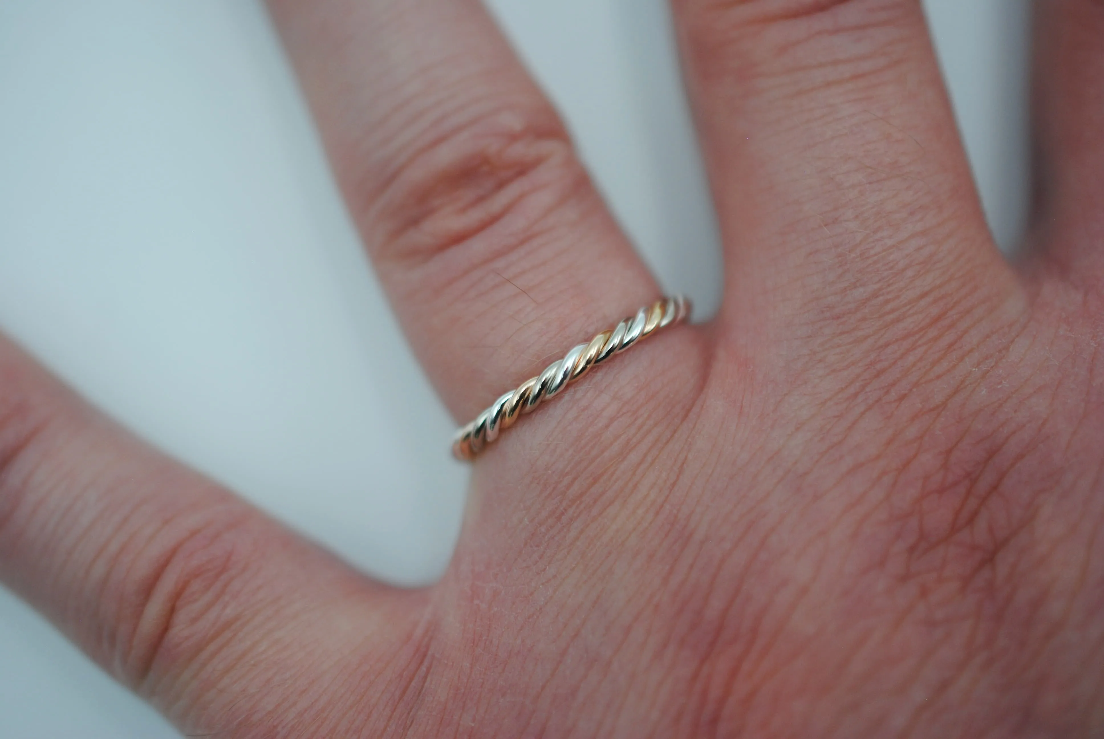 Stacking Ring: Rope, Mixed Metals: Palladium White Gold, Rose Gold, Silver